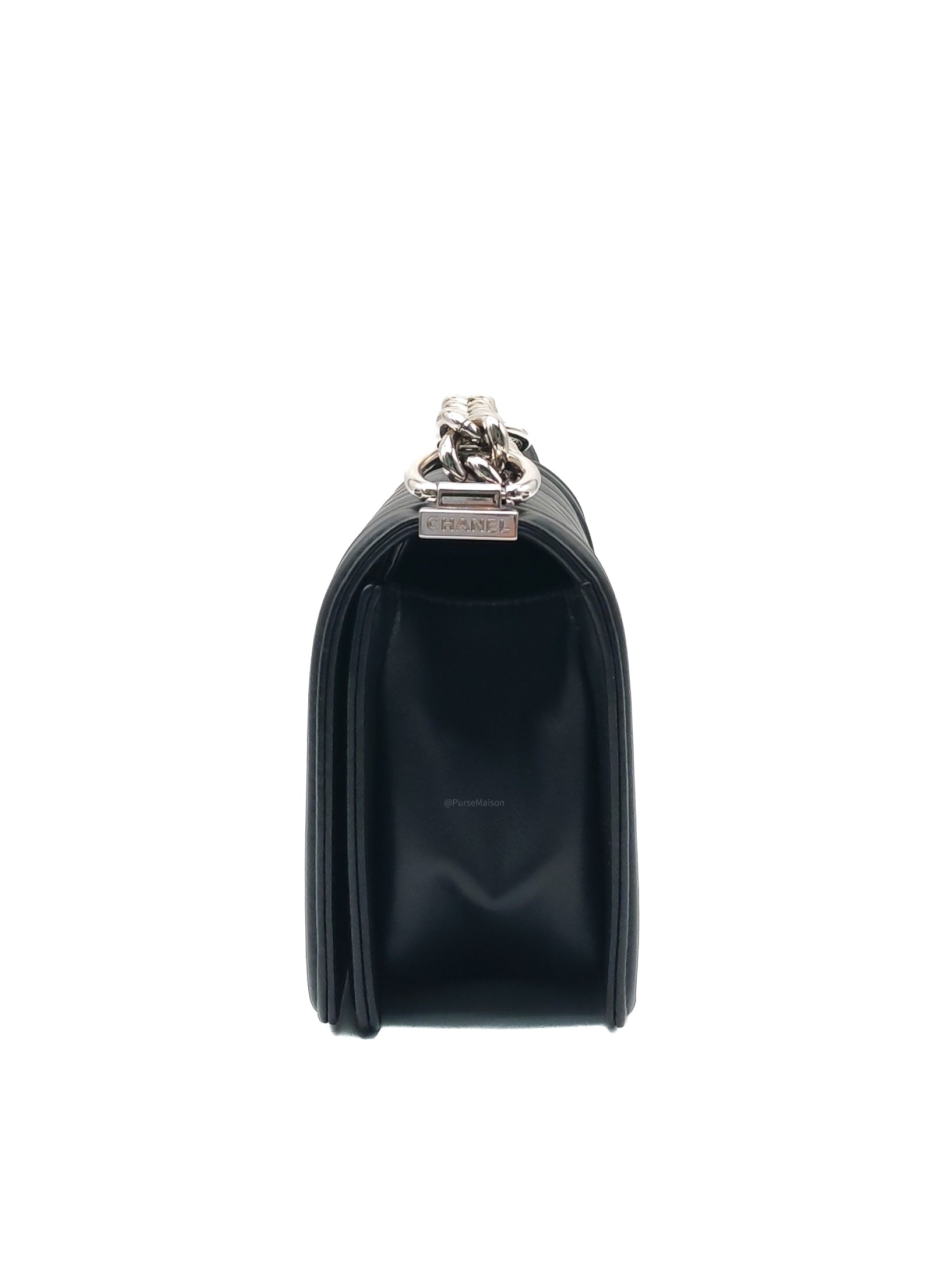 Chanel Le Boy Small in Black Chevron Lambskin Leather and Silver Hardware Series 22