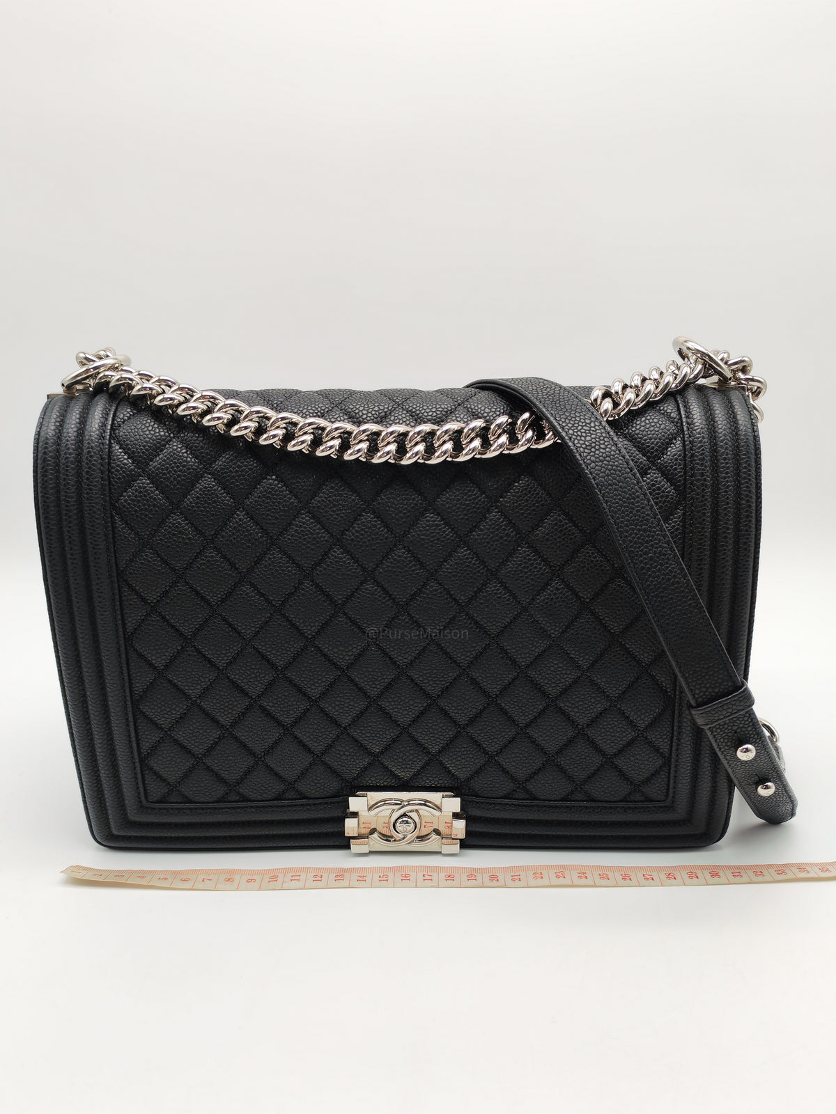 Chanel Le Boy Large in Black Quilted Caviar Leather and Silver Hardware Series 17