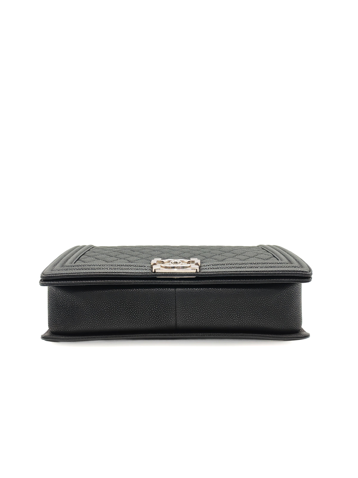 Chanel Le Boy Large in Black Quilted Caviar Leather and Silver Hardware Series 17