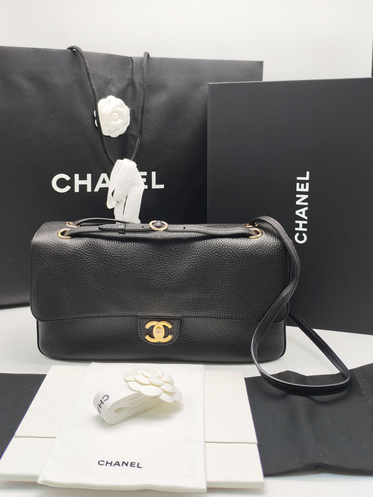 Chanel Souplissimo Maxi Flap Matthieu Blazy in Black Grained Calfskin Leather and Gold Hardware Microchip