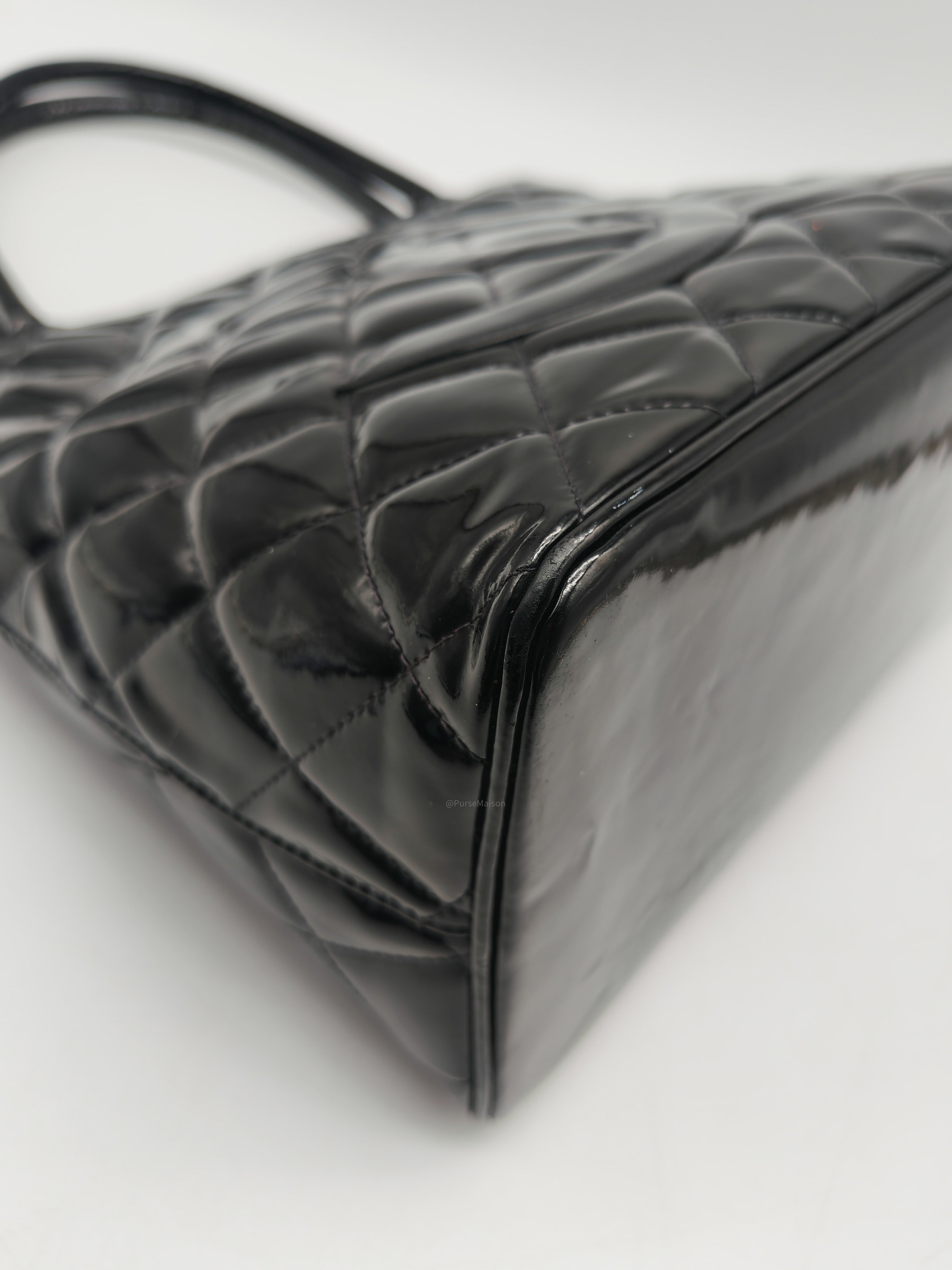 Chanel Medallion Tote Bag in Black Quilted Patent Leather Series 6