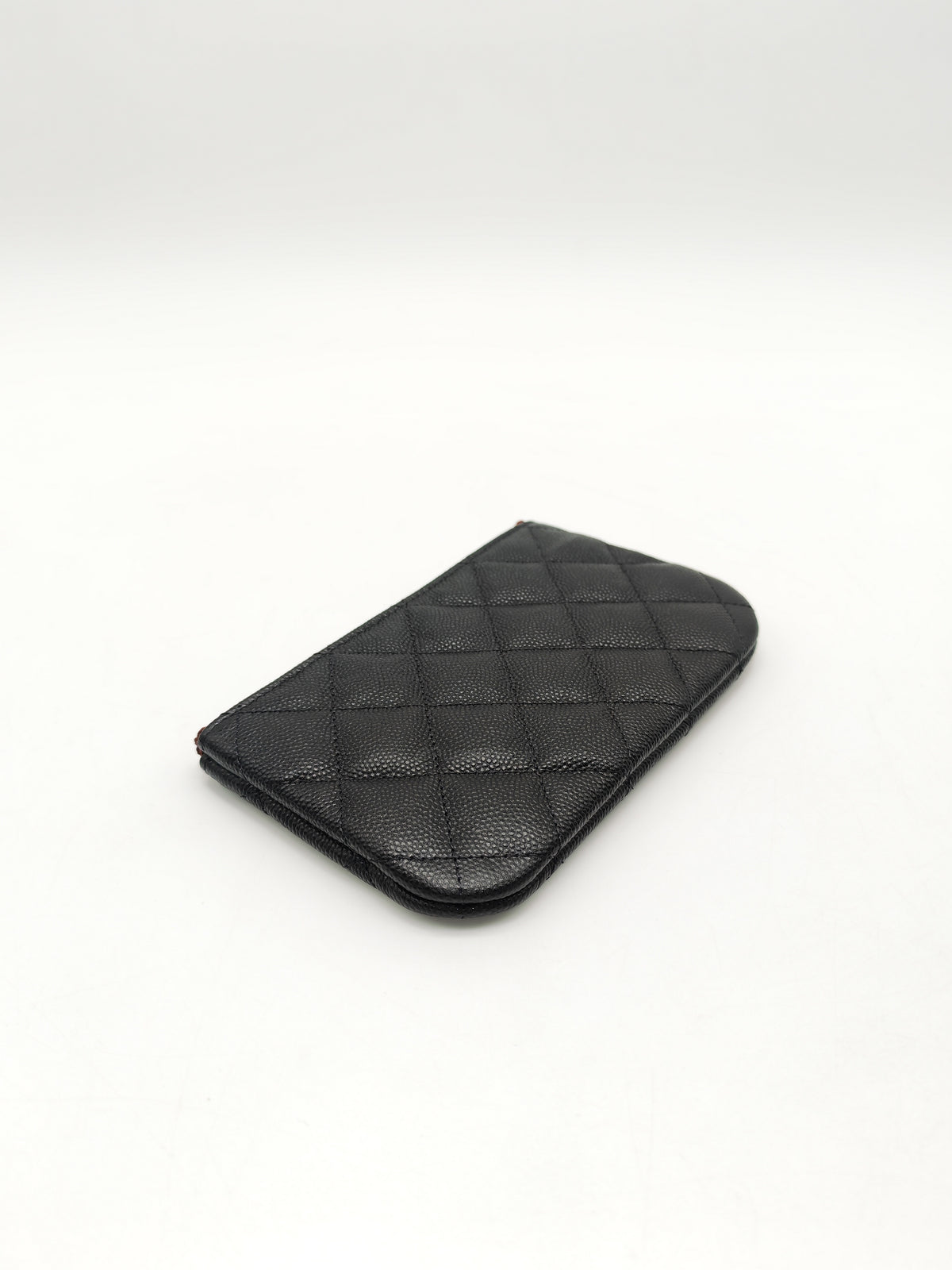 Chanel Mini O Case Purse in Black Caviar Leather Light Gold Hardware (Microchip)