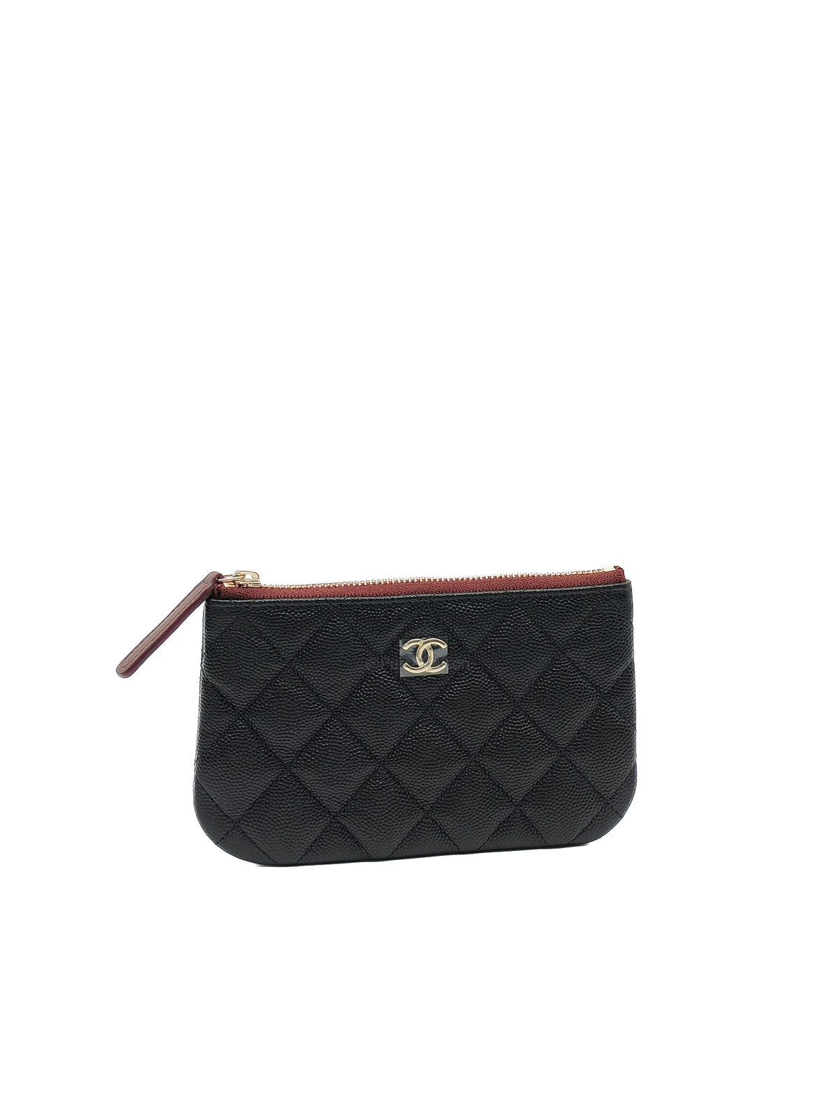 Chanel Mini O Case Purse in Black Caviar Leather Light Gold Hardware (Microchip)