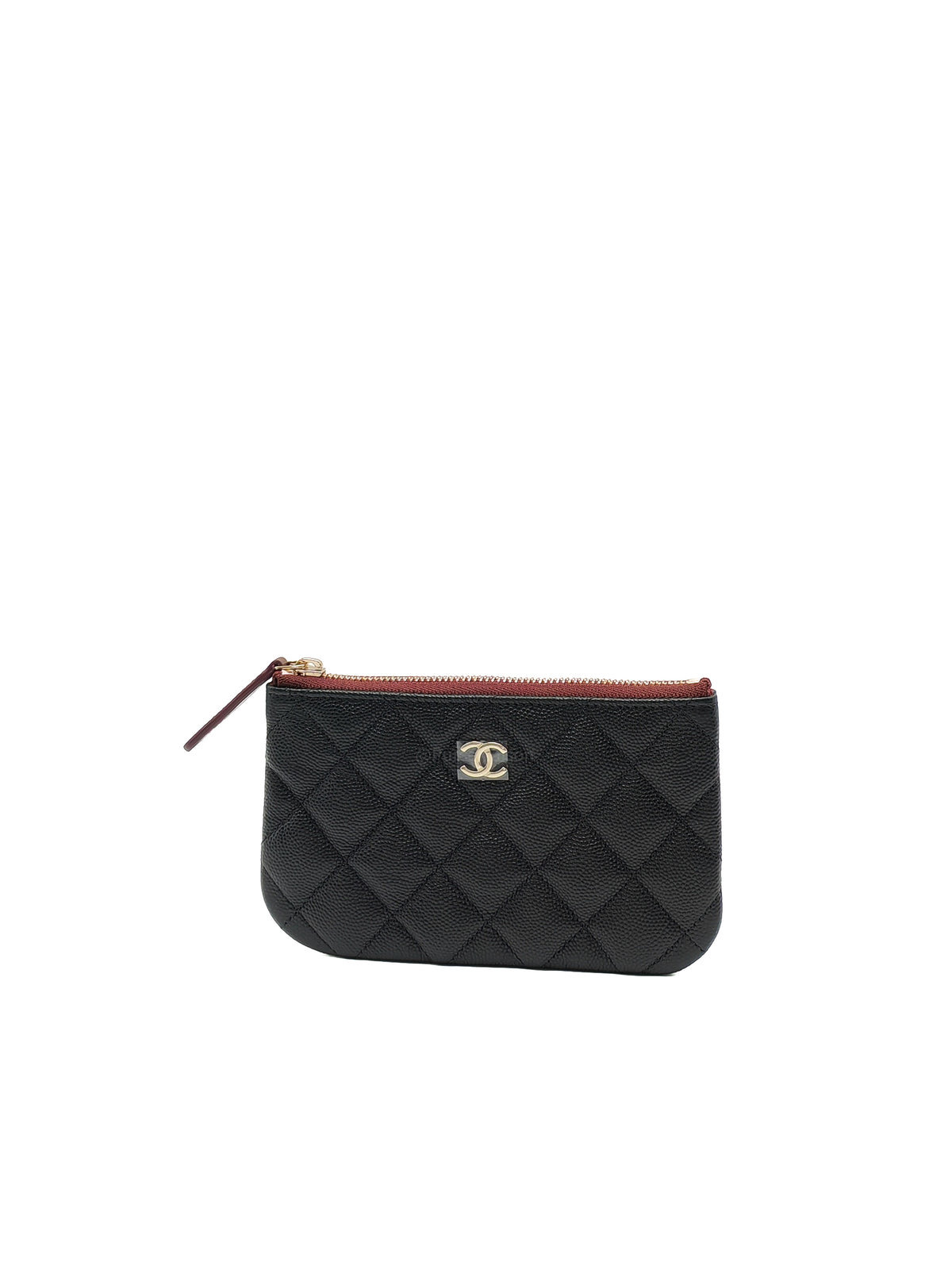 Chanel Mini O Case Purse in Black Caviar Leather Light Gold Hardware (Microchip)