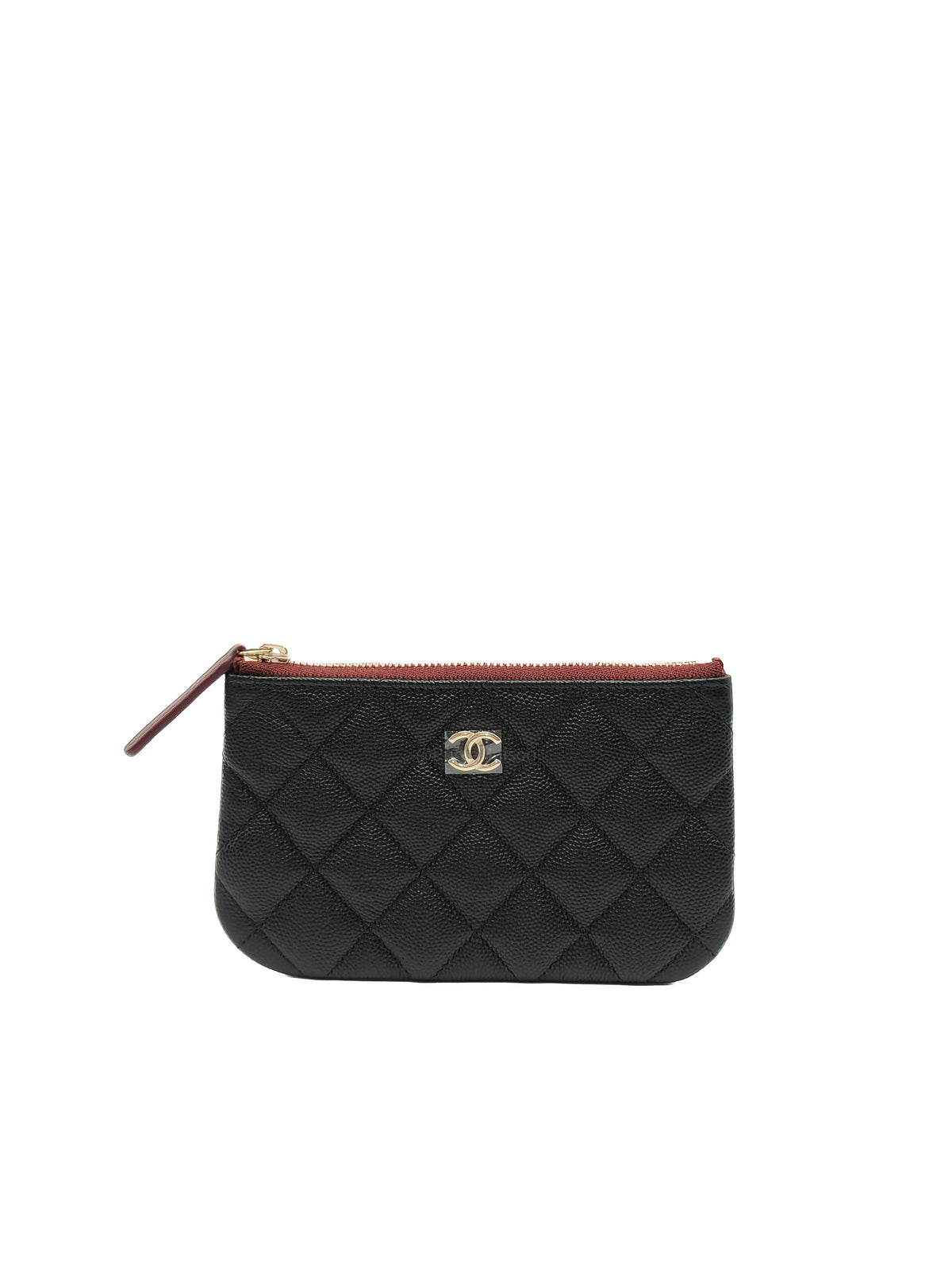 Chanel Mini O Case Purse in Black Caviar Leather Light Gold Hardware (Microchip)