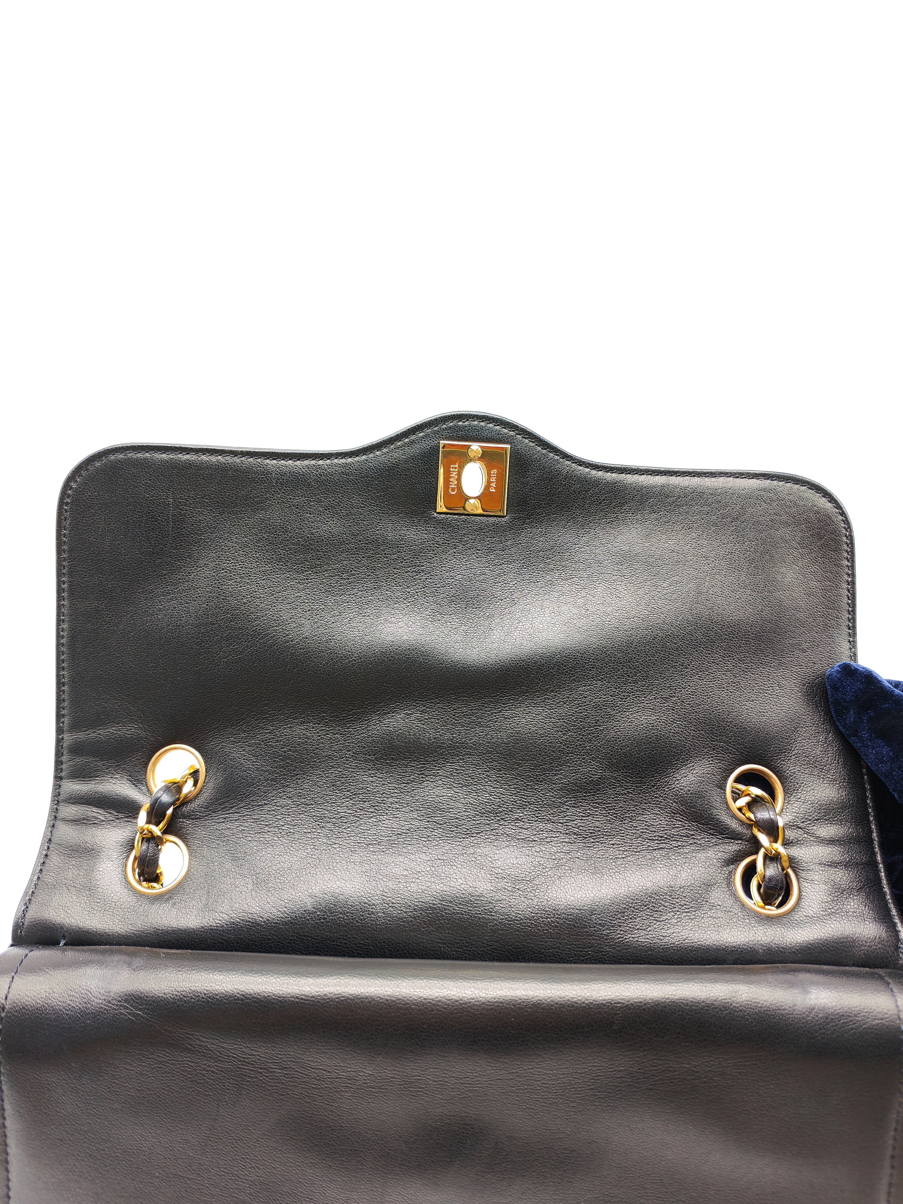 Chanel Paris Limited Edition Double Flap Bag Medium in Black Lambskin Leather Mix Hardware (Series 3)