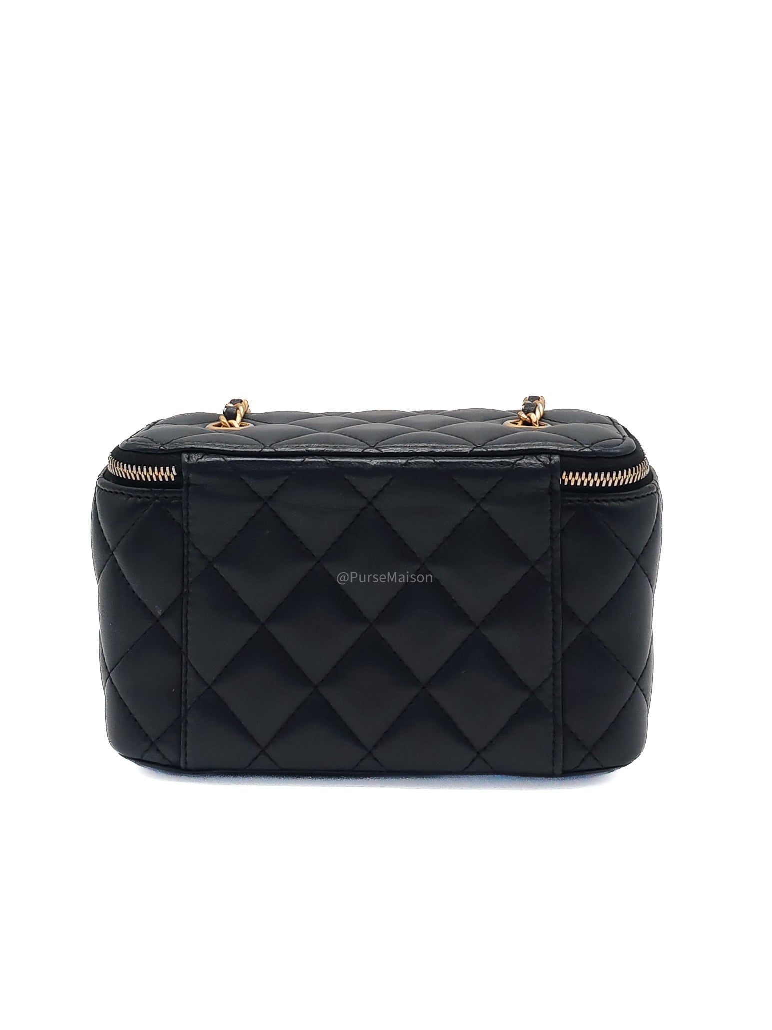 Chanel Pearl Crush Vanity Case Small in Navy Blue Lambskin Leather and Gold Hardware Series 31
