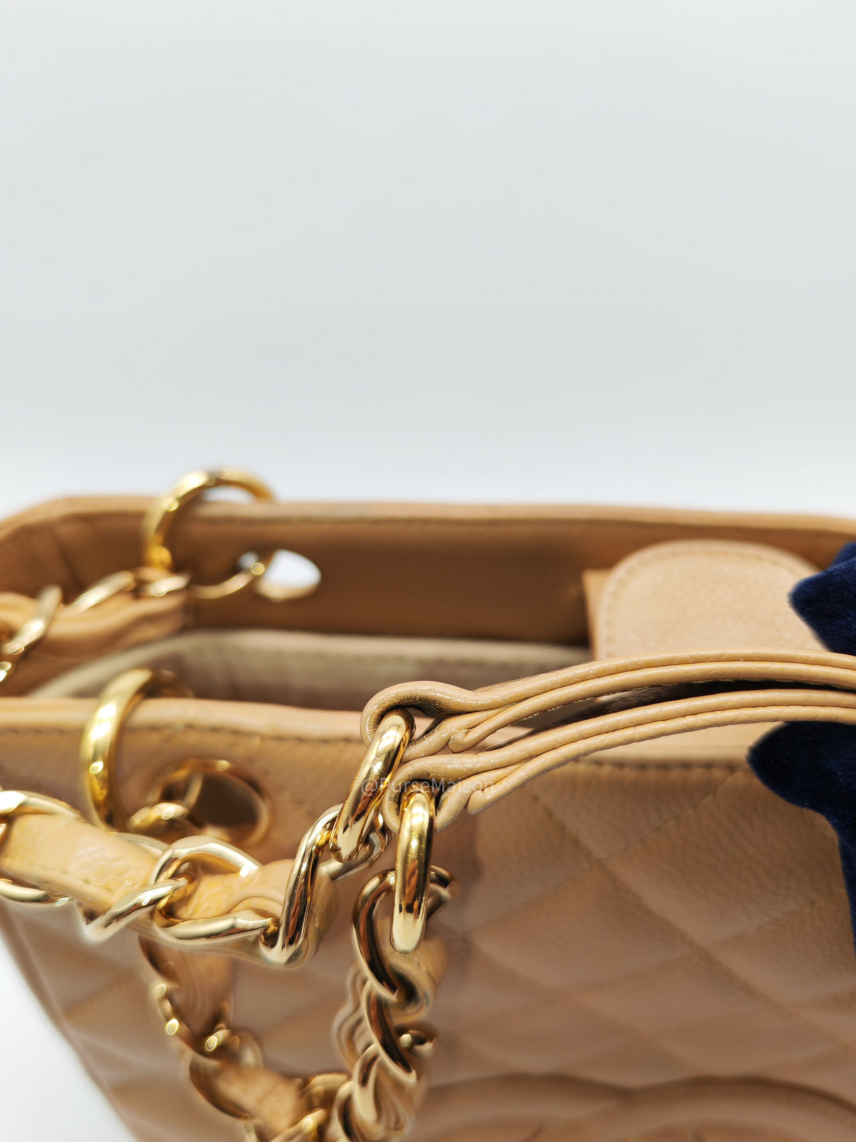 Chanel Petite Shopping Tote Bag (PST) in Dark Beige Caviar Leather Gold Hardware (Series 8) | Purse Maison Luxury Bags Shop