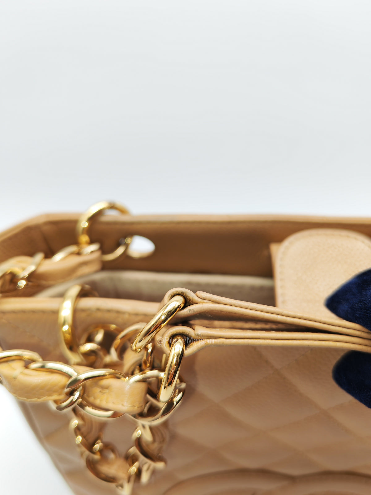 Chanel Petite Shopping Tote Bag (PST) in Dark Beige Caviar Leather Gold Hardware (Series 8) | Purse Maison Luxury Bags Shop