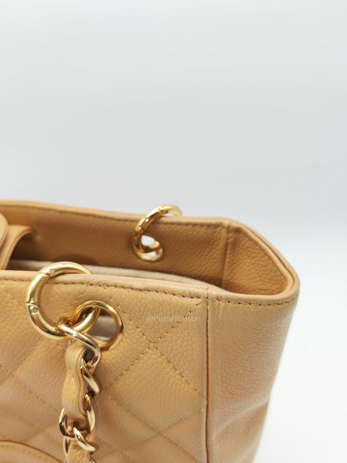 Chanel Petite Shopping Tote Bag (PST) in Dark Beige Caviar Leather Gold Hardware (Series 8) | Purse Maison Luxury Bags Shop