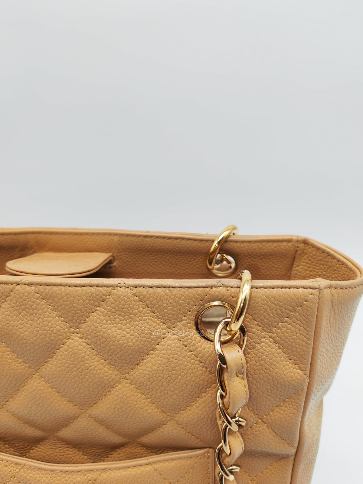 Chanel Petite Shopping Tote Bag (PST) in Dark Beige Caviar Leather Gold Hardware (Series 8) | Purse Maison Luxury Bags Shop