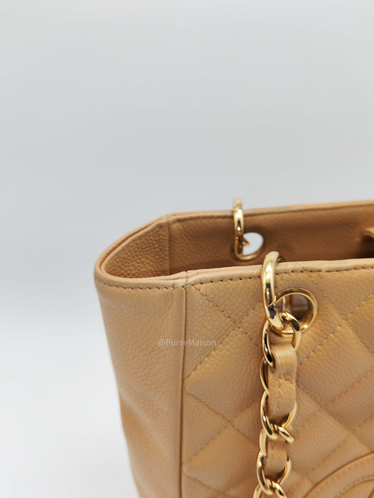 Chanel Petite Shopping Tote Bag (PST) in Dark Beige Caviar Leather Gold Hardware (Series 8) | Purse Maison Luxury Bags Shop