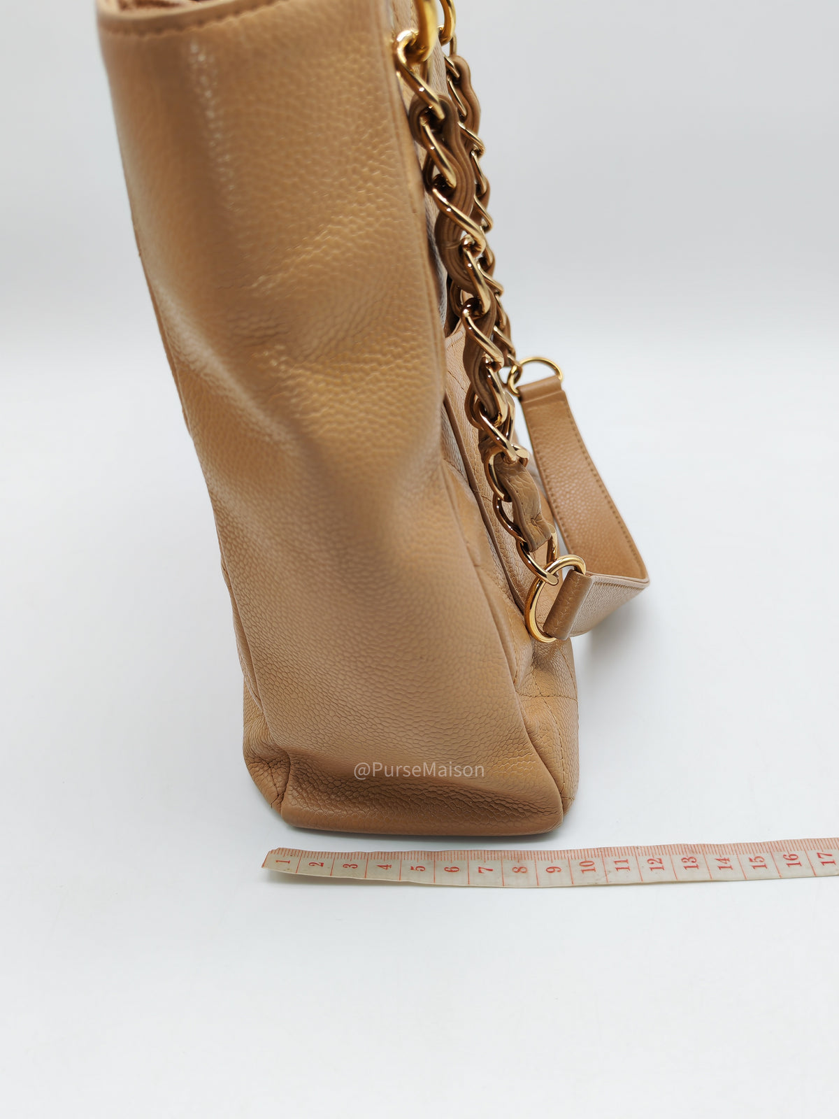 Chanel Petite Shopping Tote Bag (PST) in Dark Beige Caviar Leather Gold Hardware (Series 8) | Purse Maison Luxury Bags Shop