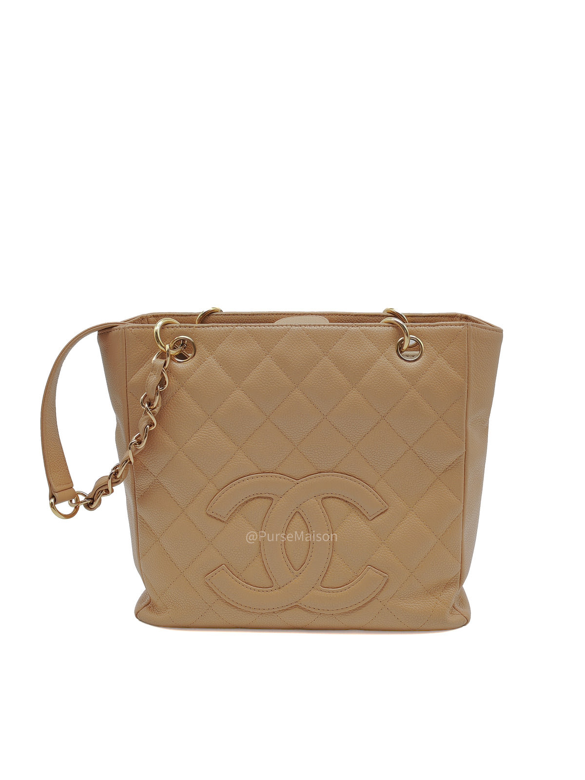 Chanel Petite Shopping Tote Bag (PST) in Dark Beige Caviar Leather Gold Hardware (Series 8) | Purse Maison Luxury Bags Shop