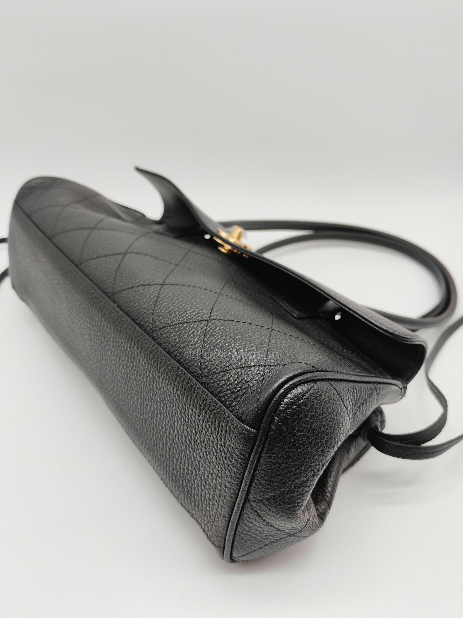 26 Matthieu Blazy Small Tote Bag in Black Grained Calfskin & Gold Hardware Microchip