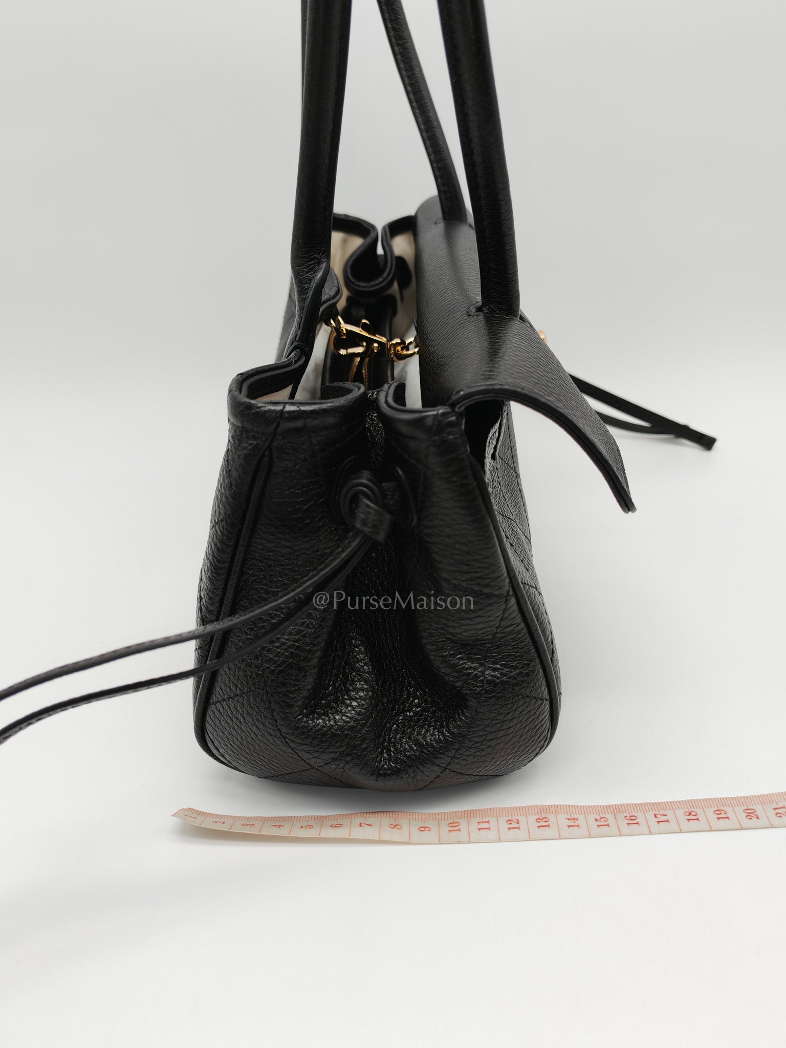 26 Matthieu Blazy Small Tote Bag in Black Grained Calfskin & Gold Hardware Microchip