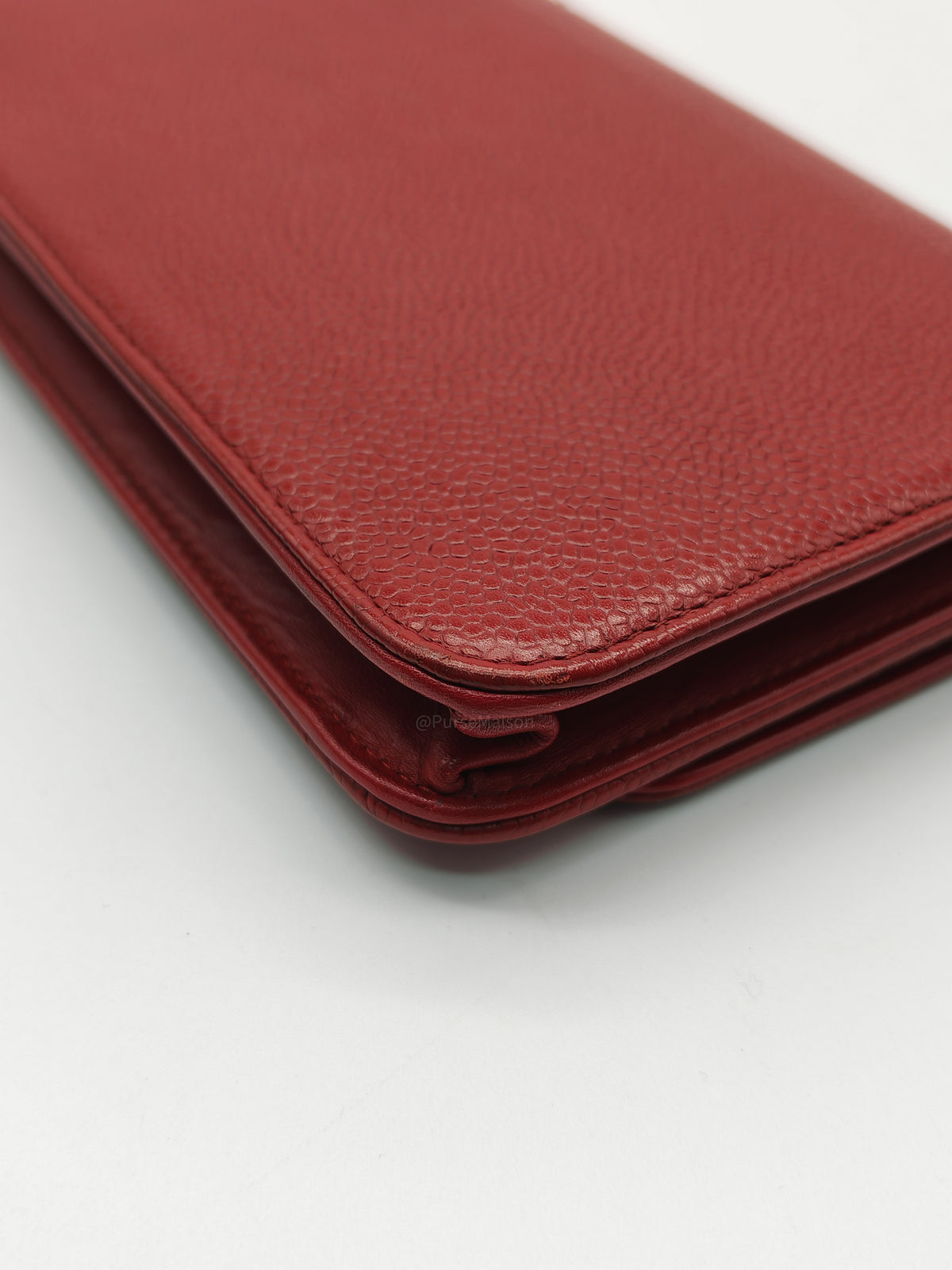 Chanel Timeless CC Wallet on Chain in Red Caviar Leather and Silver Hardware Series 18