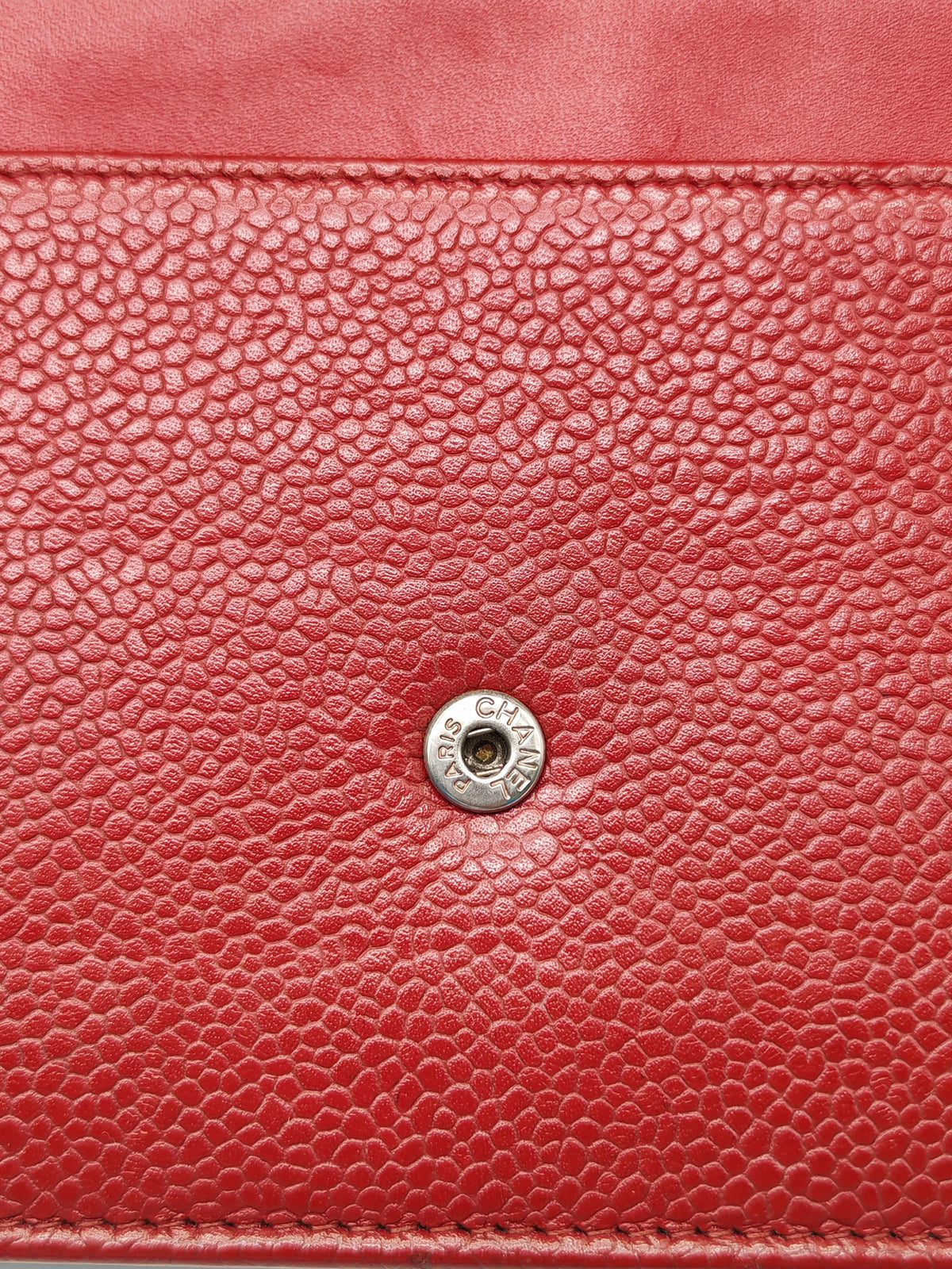 Chanel Timeless CC Wallet on Chain in Red Caviar Leather and Silver Hardware Series 18