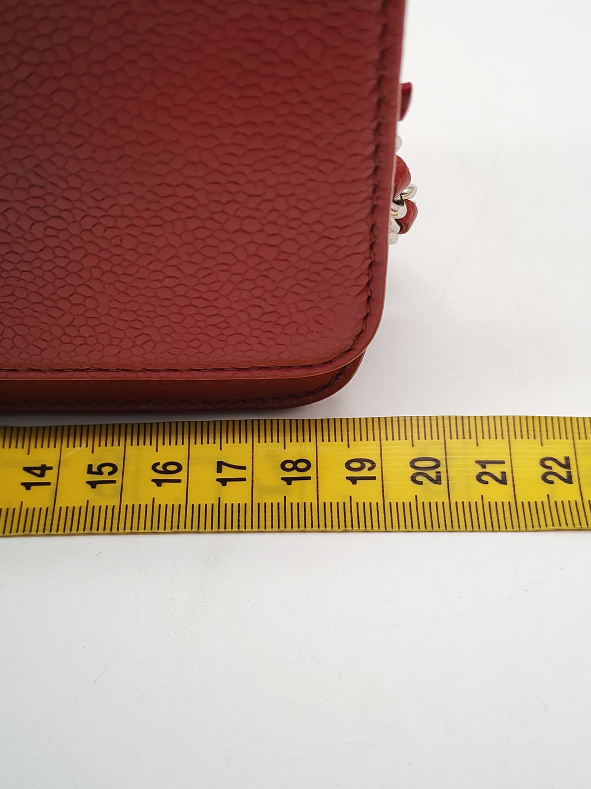 Chanel Timeless CC Wallet on Chain in Red Caviar Leather and Silver Hardware Series 18