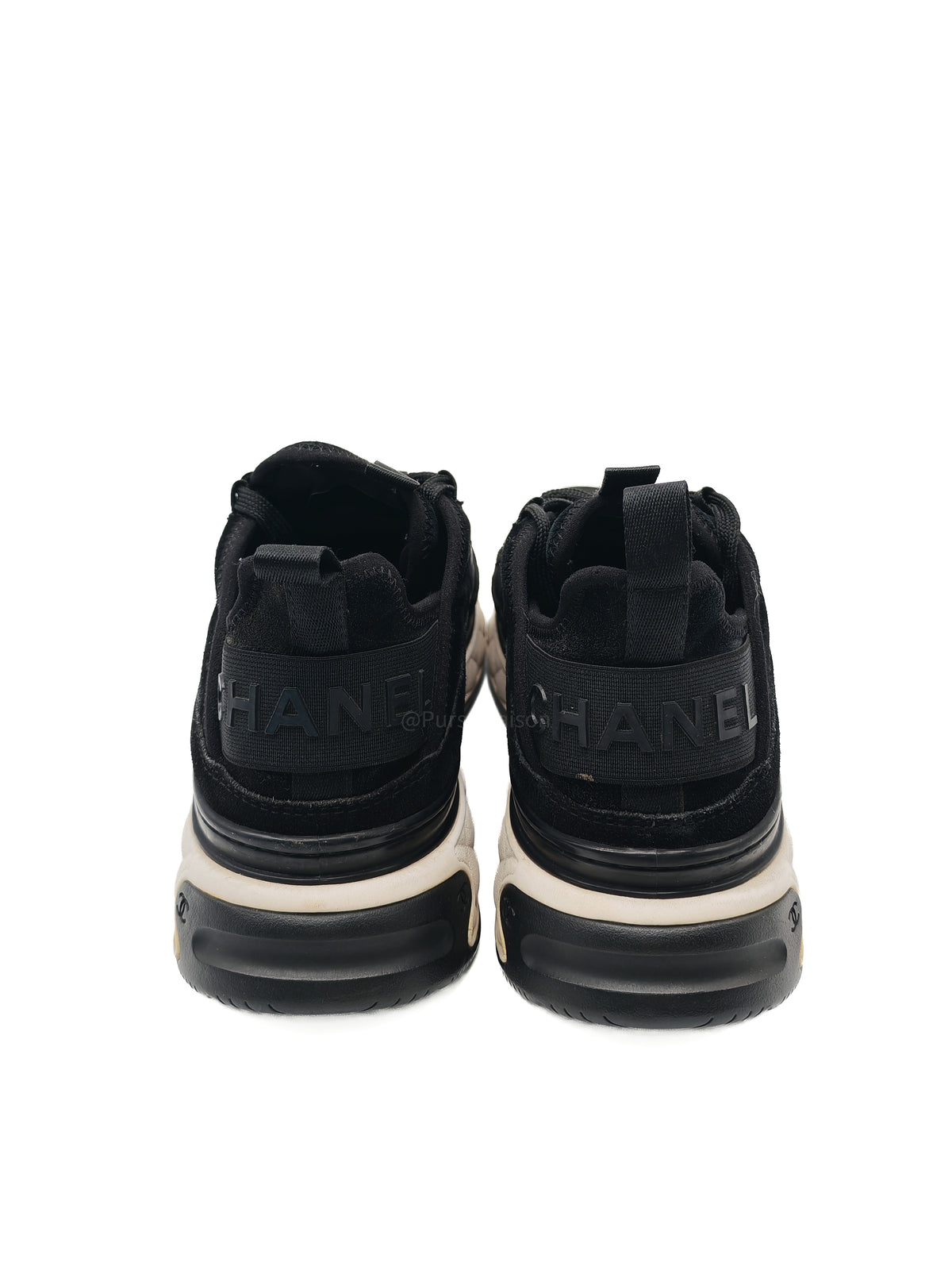 Chanel Velvet Calfskin Mixed Fibers CC Running Sneakers Size 37.5 EU (23.5 cm)