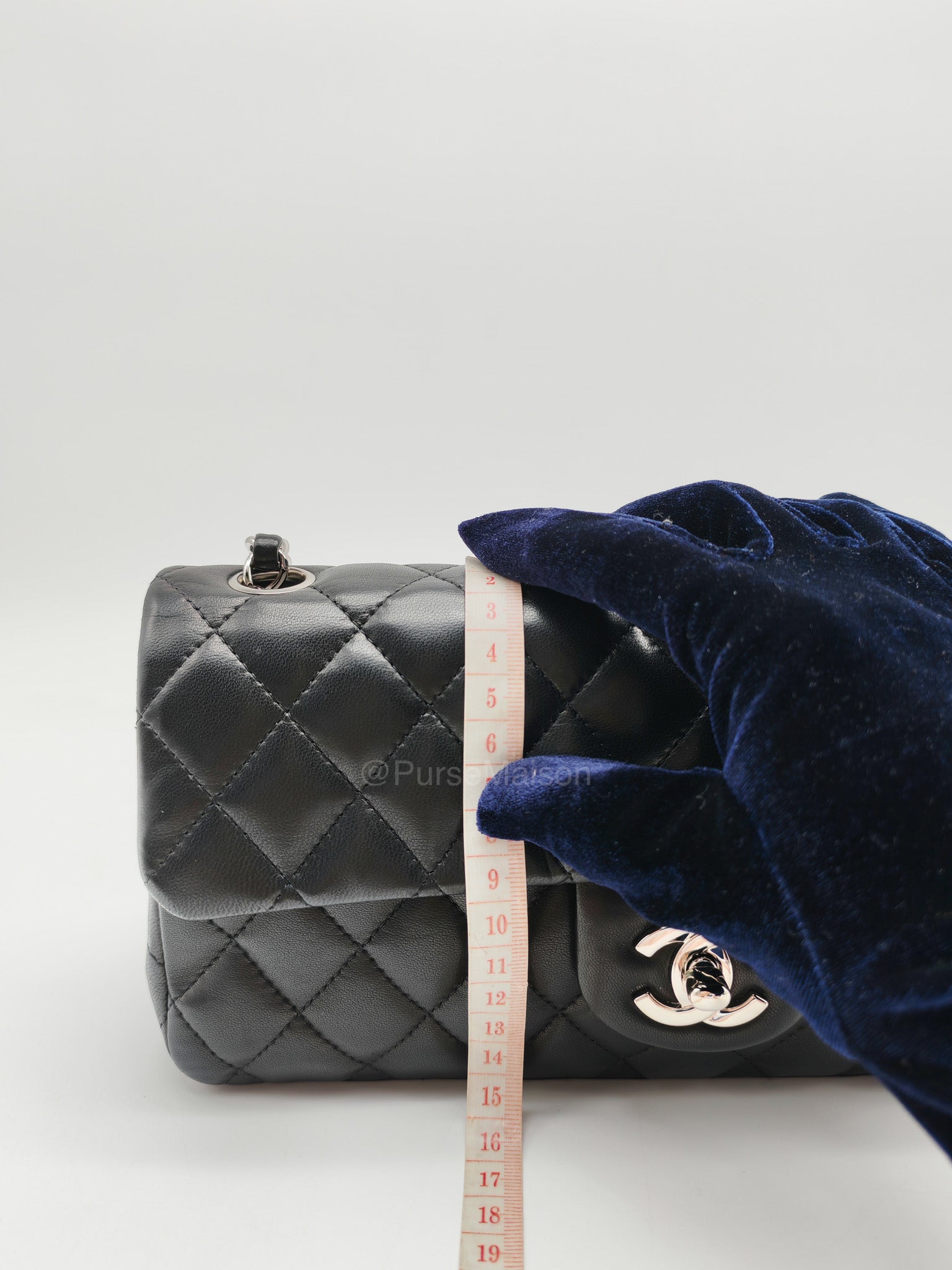 Chanel East West Flap Bag in Black Quilted Lambskin Leather and Silver Hardware Series 10