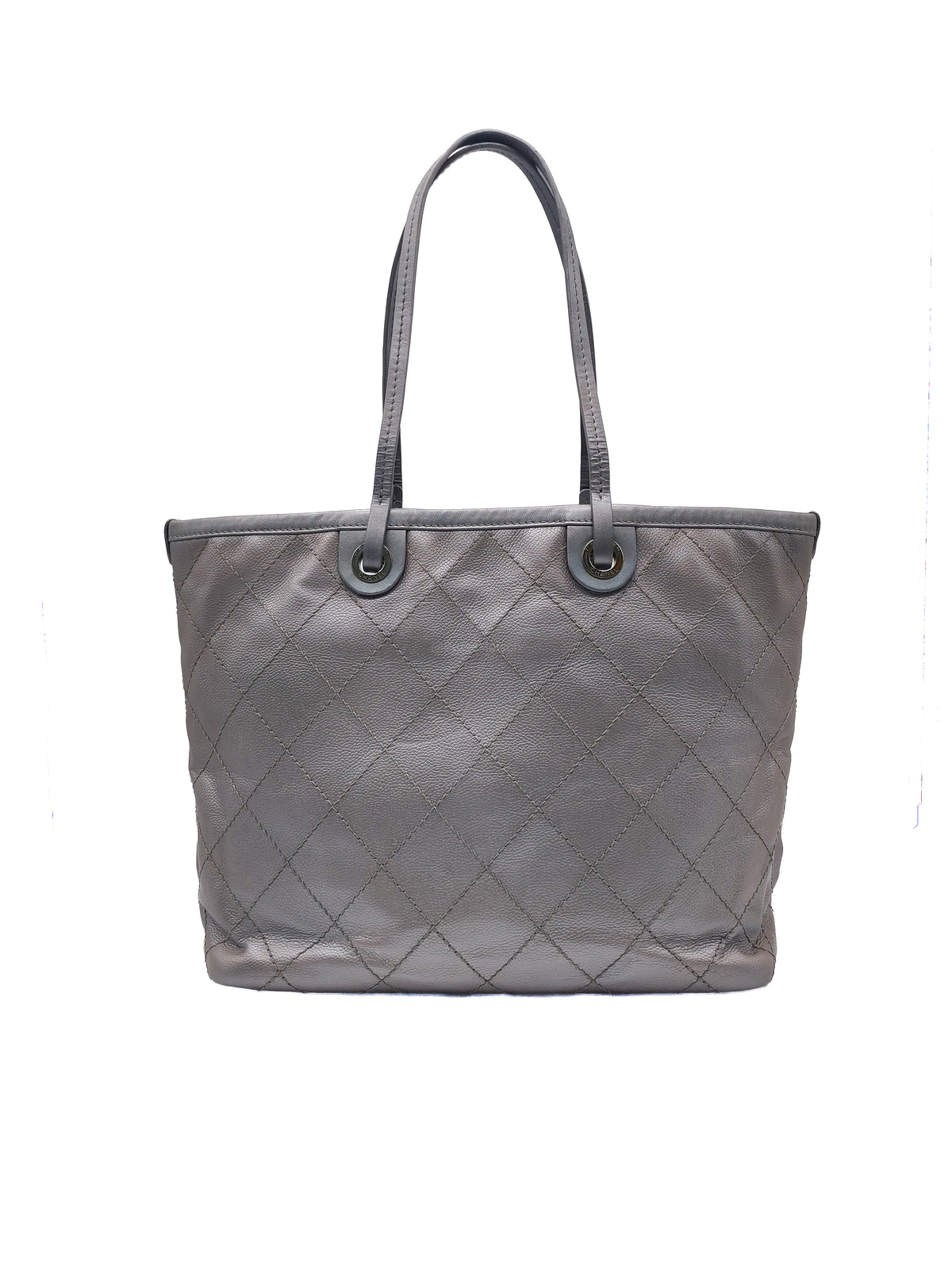 Chanel Shopping Fever Tote Bag in Silver Metallic Caviar Leather and Silver Hardware Series 20