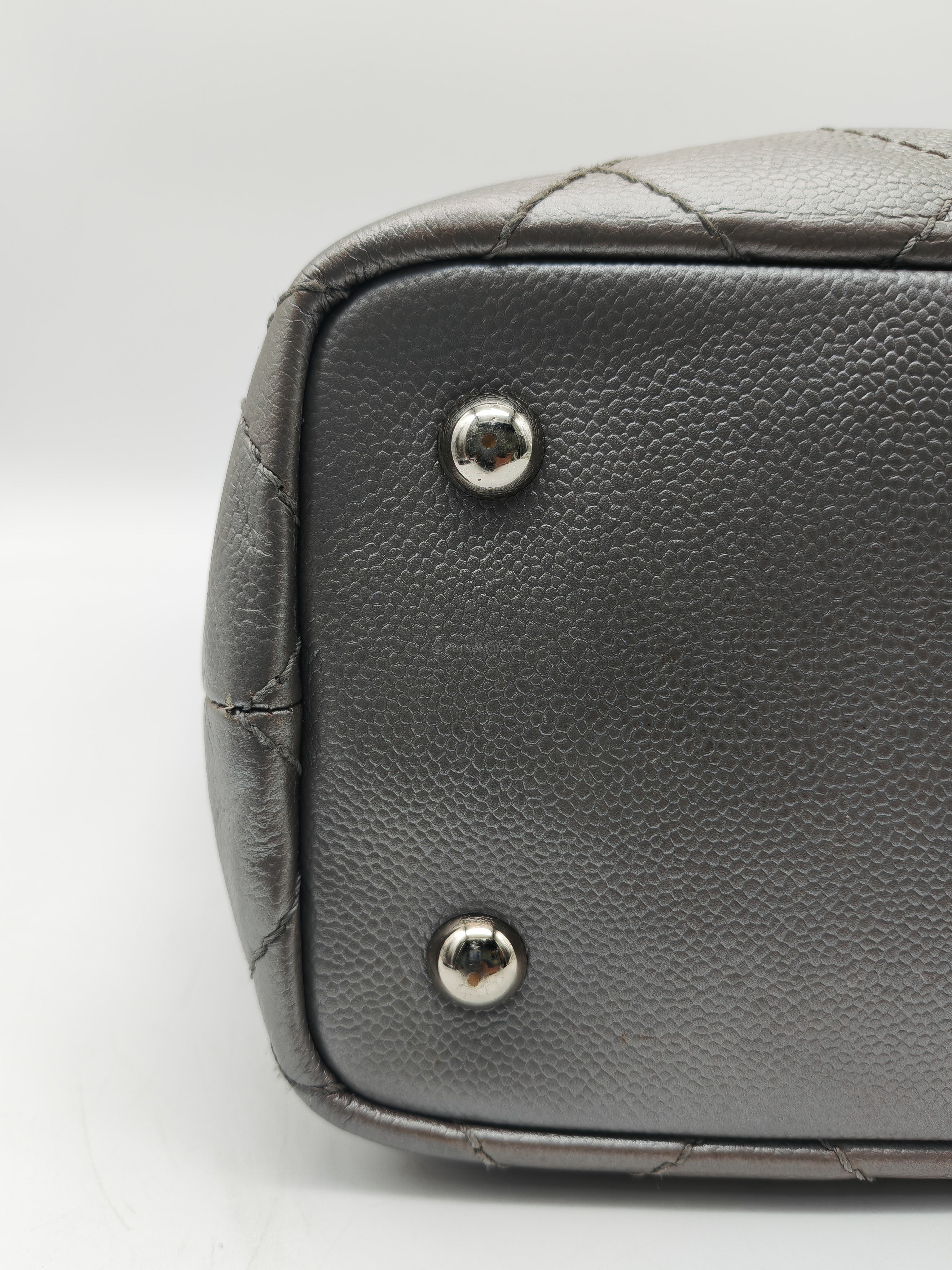 Chanel Shopping Fever Tote Bag in Silver Metallic Caviar Leather and Silver Hardware Series 20
