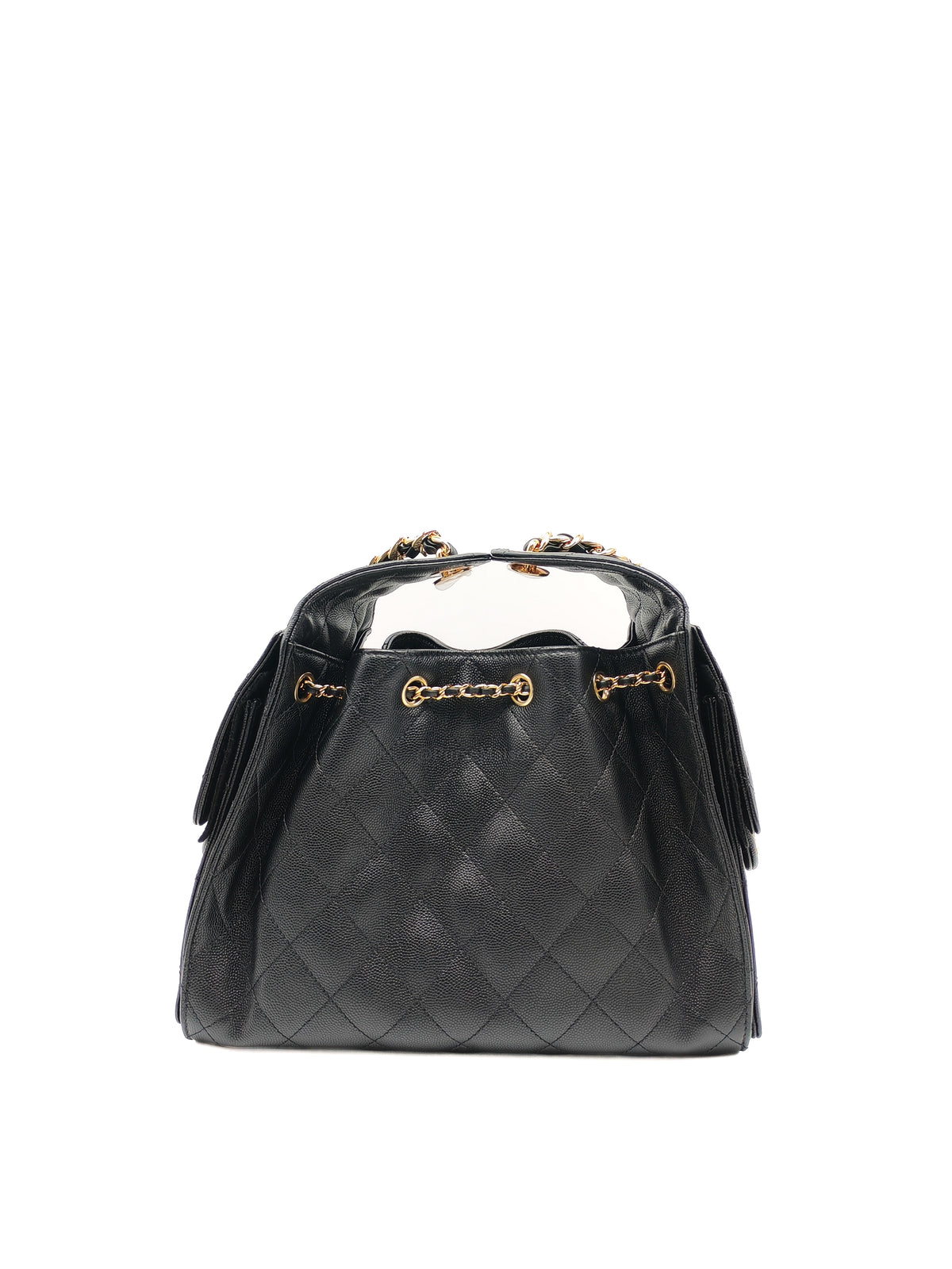 Chanel 25 Hobo Bag Small in Black Caviar Leather Shiny Gold Hardware Microchip (XX****28)
