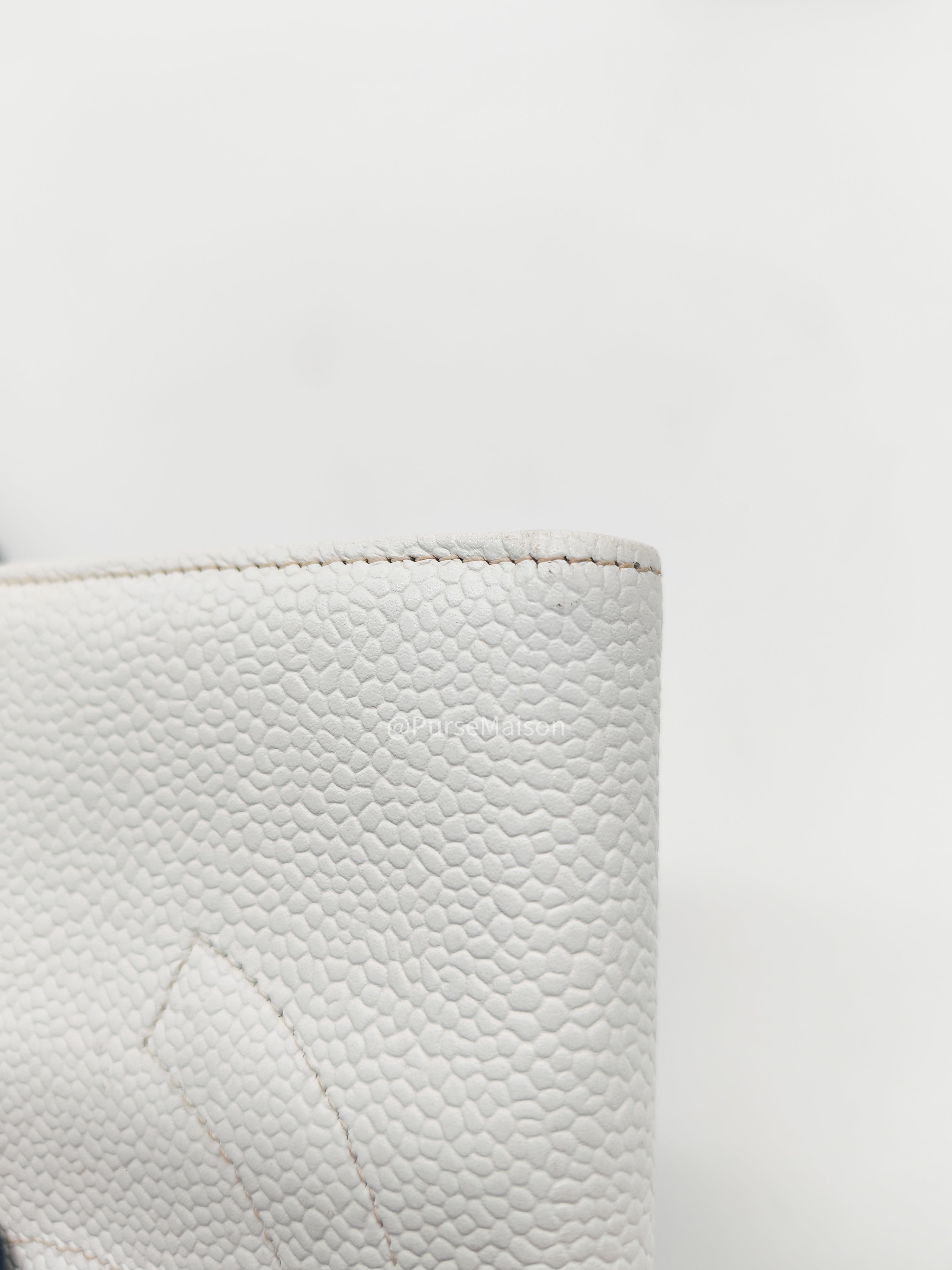 Chanel Timeless CC Long Bifold Wallet in White Caviar Leather and Gold Hardware Series 5