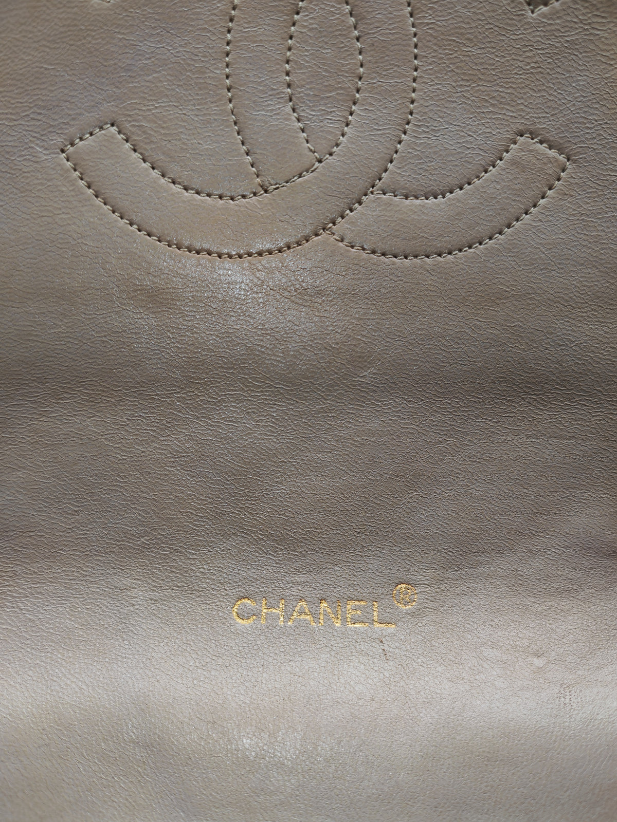 Chanel Vintage Timeless Classic Flap Bag in Beige Quilted Lambskin Leather and Gold Hardware Series 1