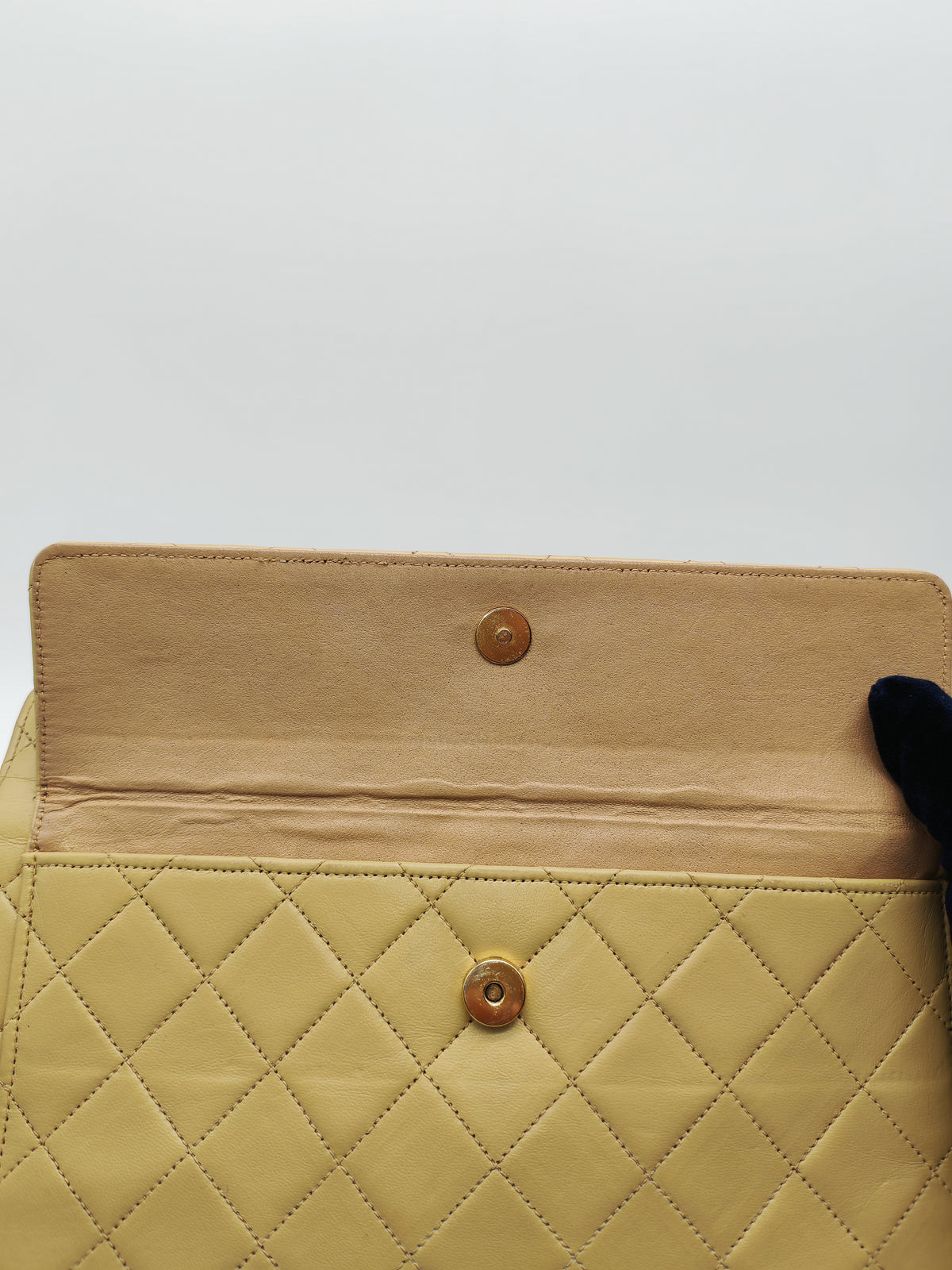 Chanel Vintage Timeless Classic Flap Bag in Beige Quilted Lambskin Leather and Gold Hardware Series 1