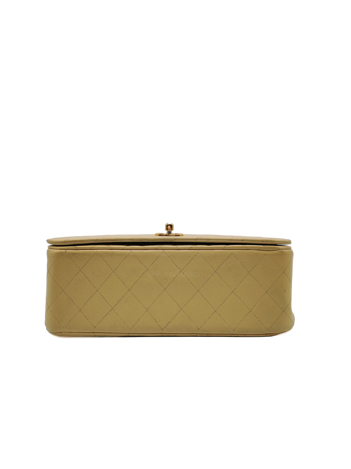 Chanel Vintage Timeless Classic Flap Bag in Beige Quilted Lambskin Leather and Gold Hardware Series 1