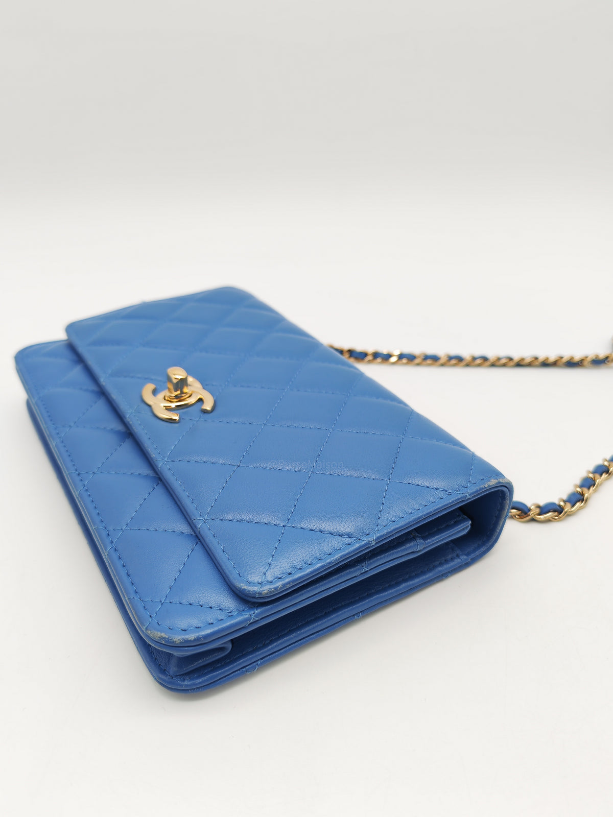 Chanel Trendy CC Wallet on Chain in Blue Lambskin Leather and Light Gold Hardware Series 27