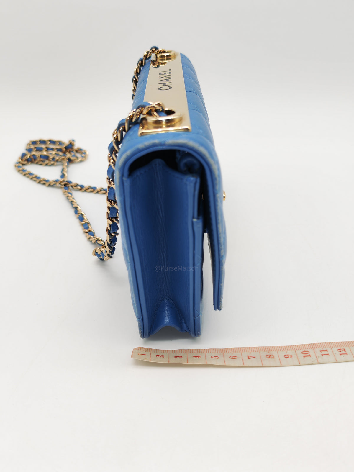 Chanel Trendy CC Wallet on Chain in Blue Lambskin Leather and Light Gold Hardware Series 27