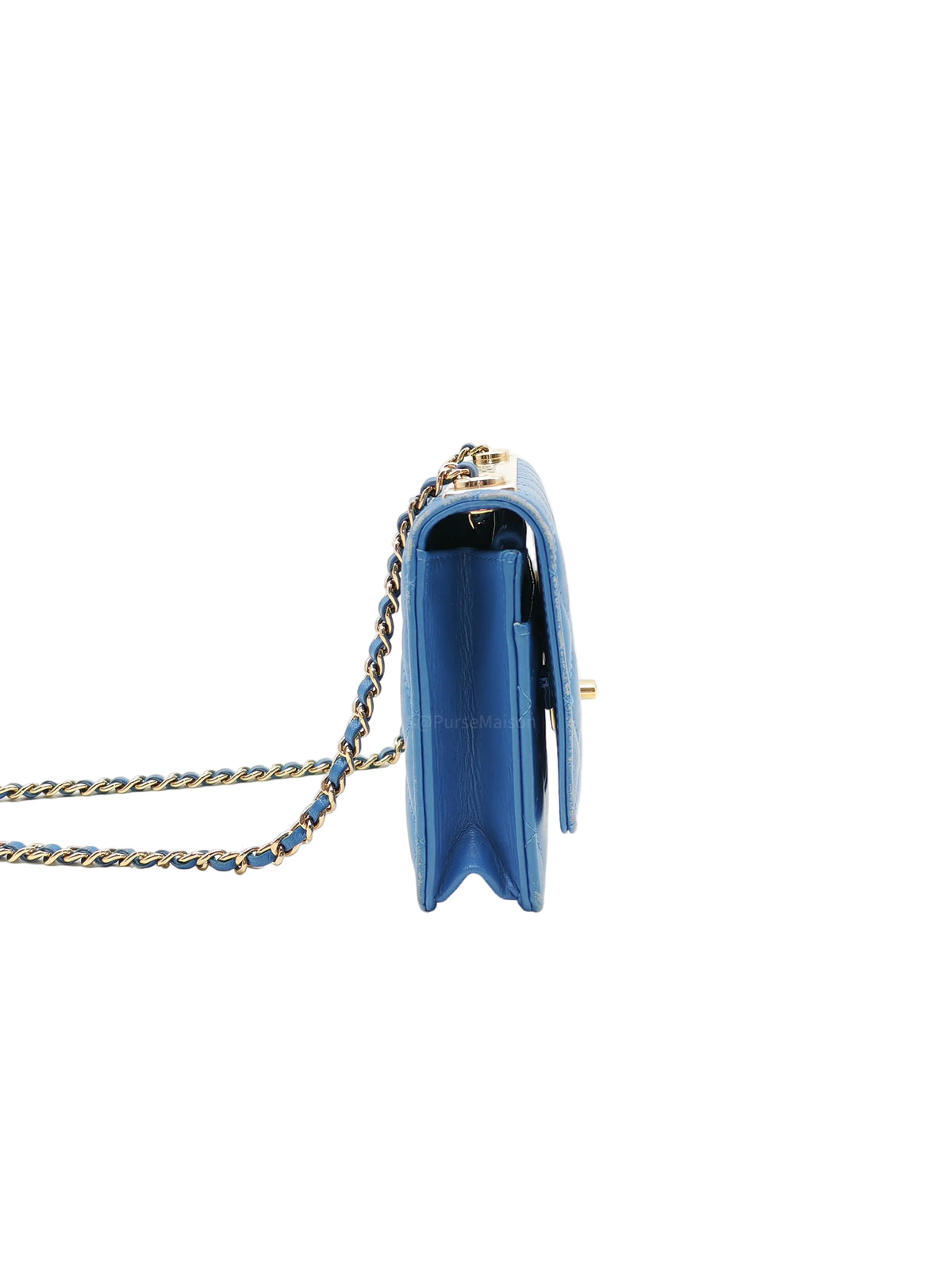 Chanel Trendy CC Wallet on Chain in Blue Lambskin Leather and Light Gold Hardware Series 27