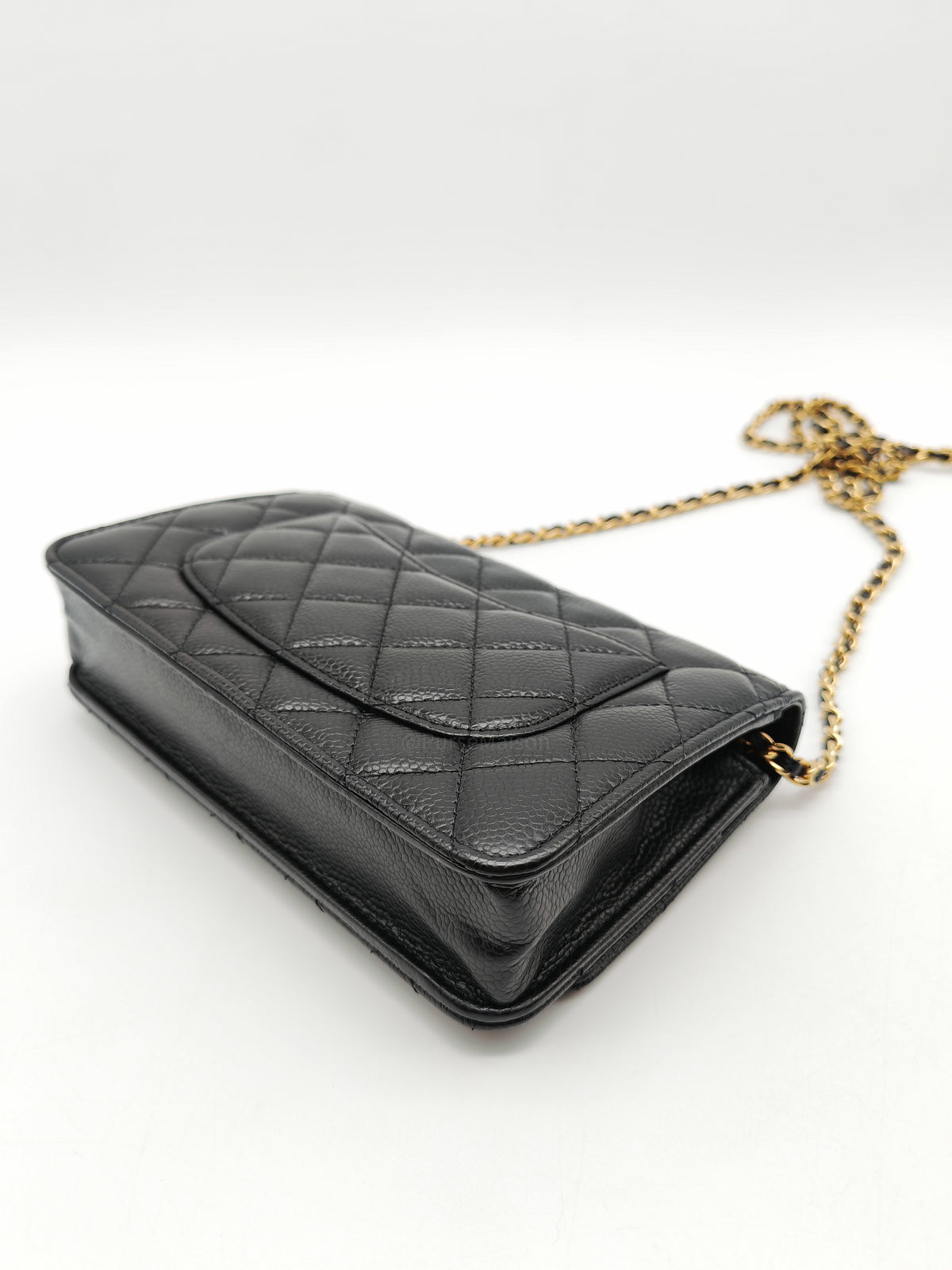 Chanel Wallet on Chain in Black Quilted Caviar Leather & Gold Hardware Microchip