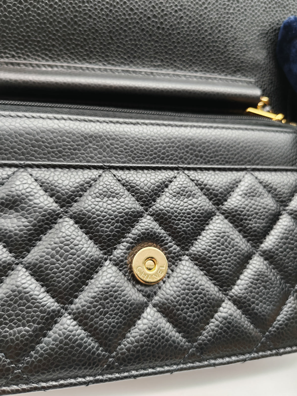 Chanel Wallet on Chain in Black Quilted Caviar Leather & Gold Hardware Microchip