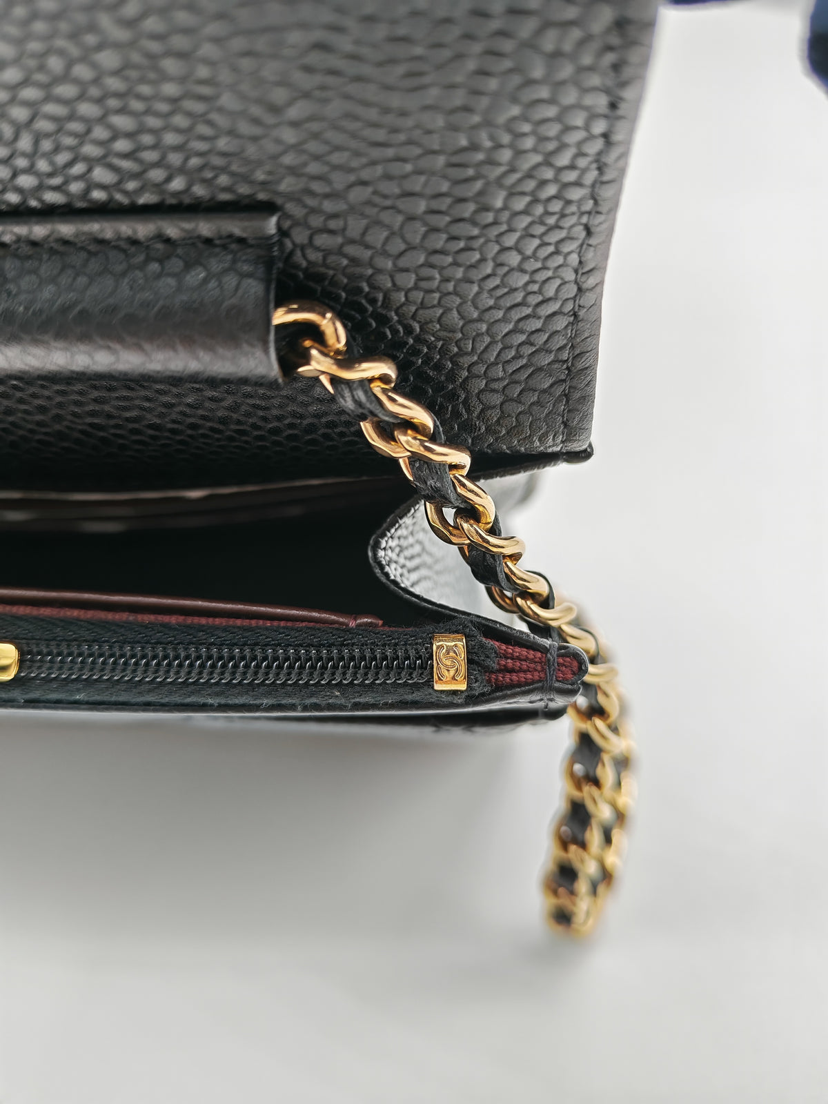 Chanel Wallet on Chain in Black Quilted Caviar Leather & Gold Hardware Microchip