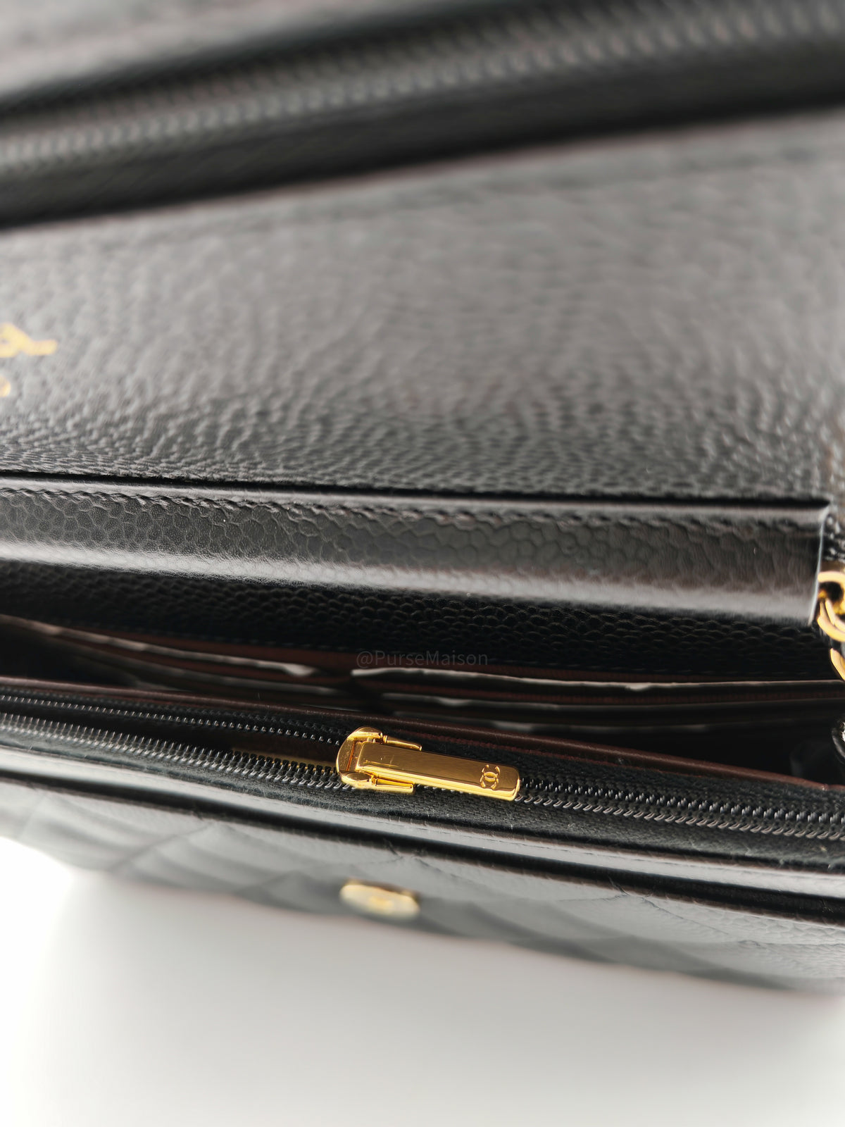 Chanel Wallet on Chain in Black Quilted Caviar Leather & Gold Hardware Microchip
