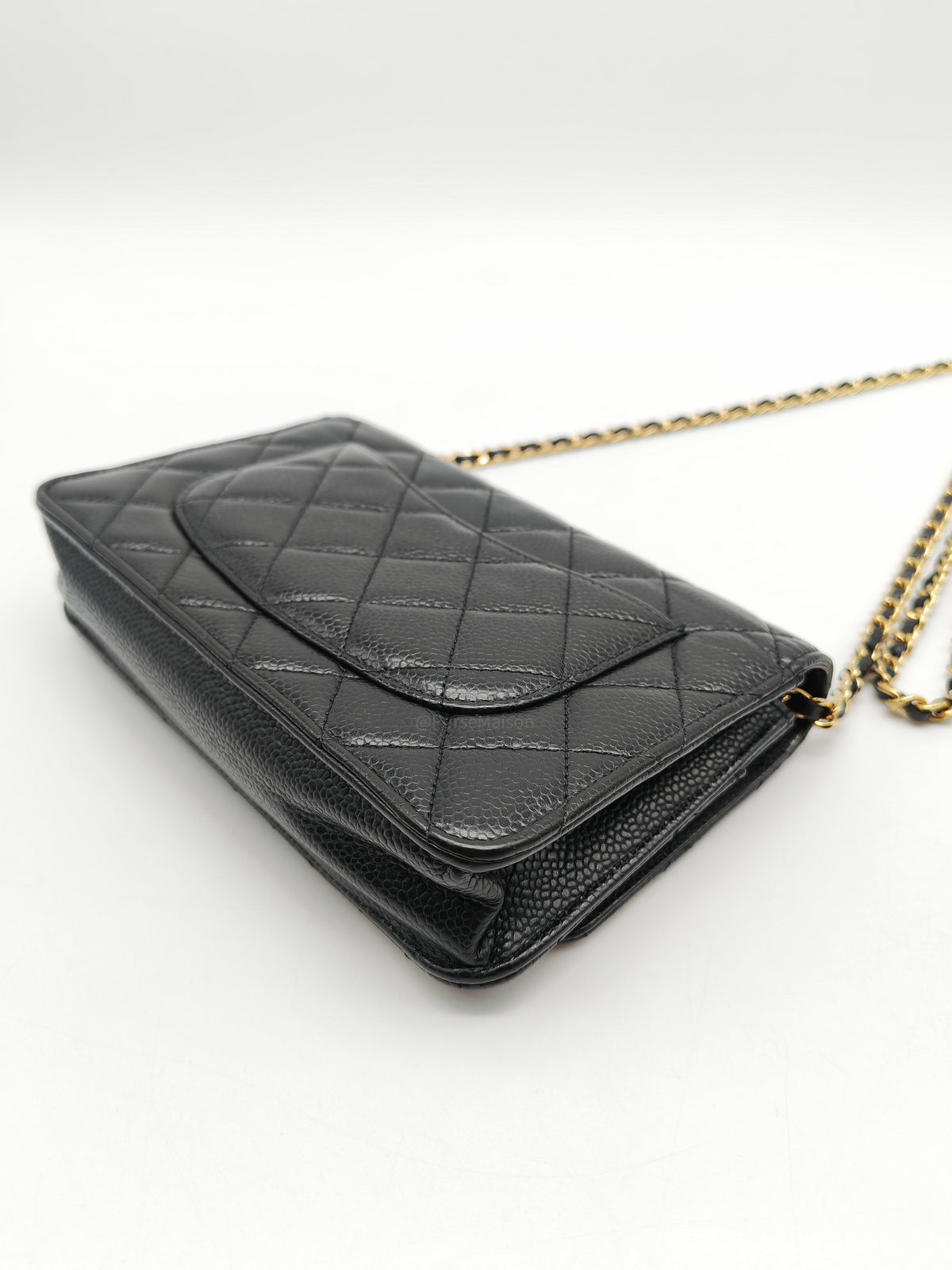 Chanel Classic Wallet on Chain (WOC) in Black Caviar Leather Gold Hardware Microchip (E8****4C)