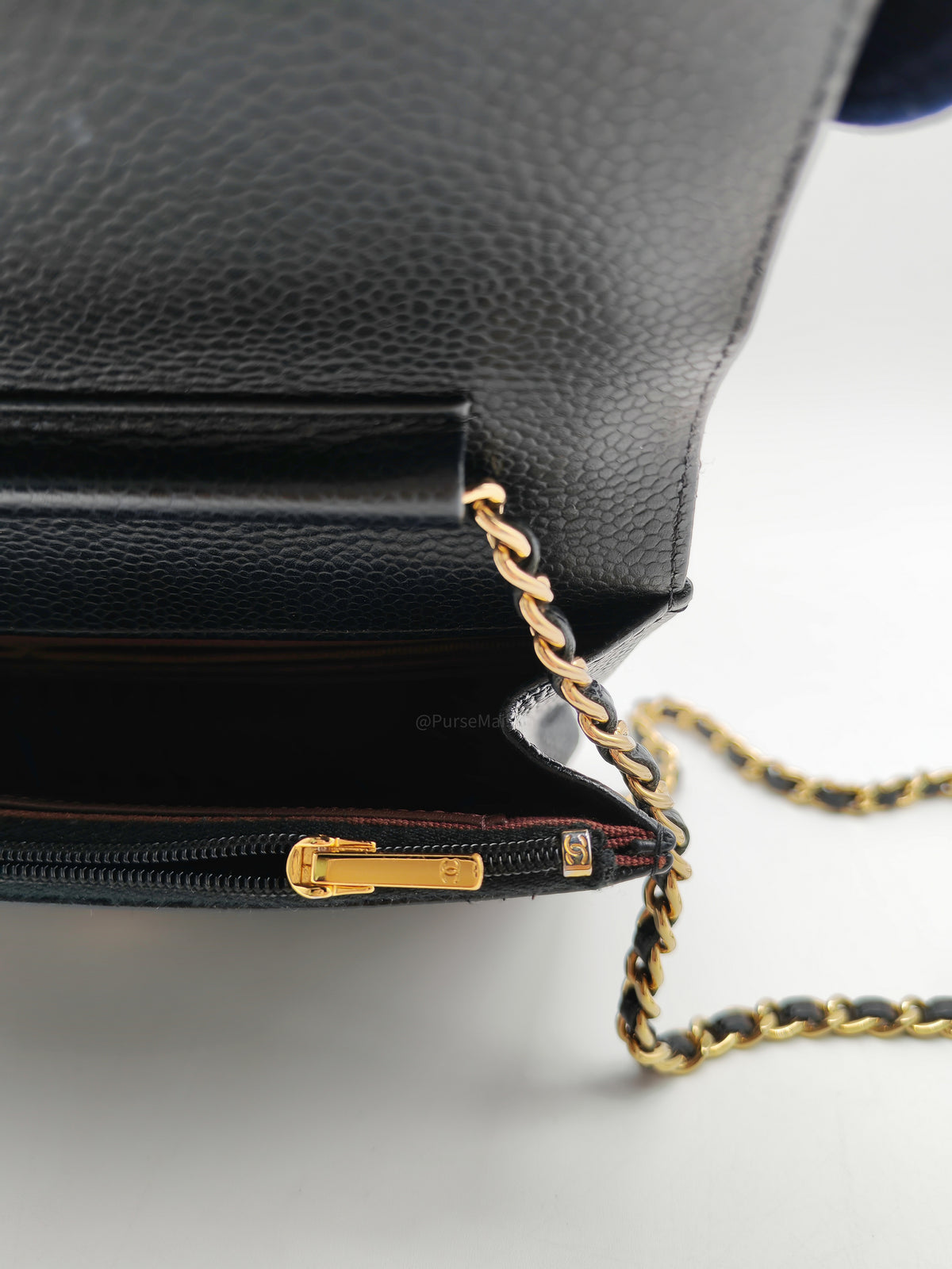 Chanel Classic Wallet on Chain (WOC) in Black Caviar Leather Gold Hardware Microchip (E8****4C)