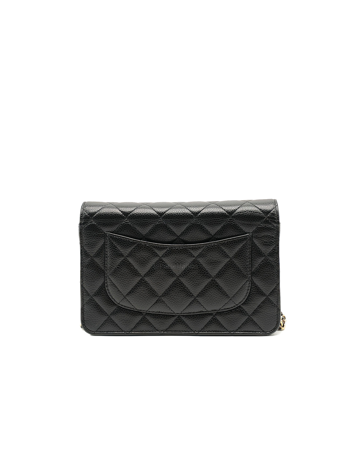 Chanel Classic Wallet on Chain (WOC) in Black Caviar Leather Gold Hardware Microchip (E8****4C)