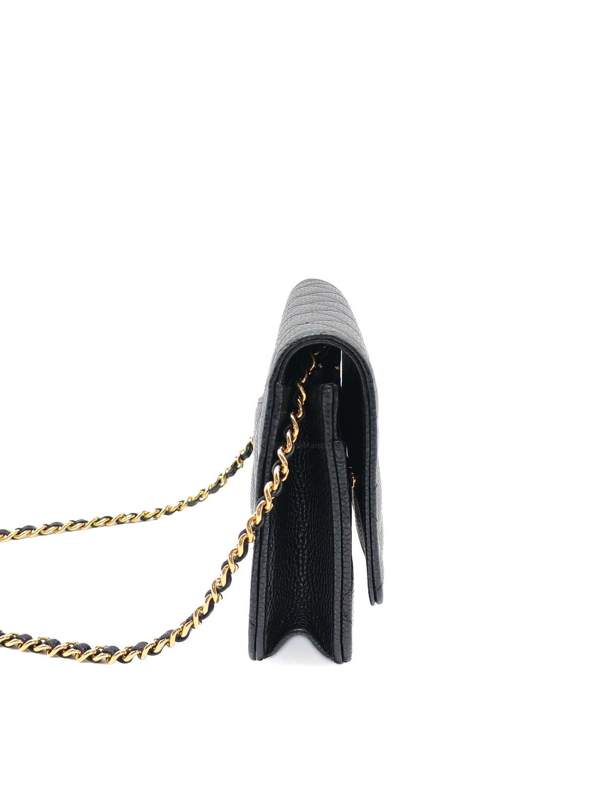 Chanel Turn Lock Wallet on Chain (WOC) in Black Caviar Leather Gold Hardware Microchip (AE****E4)