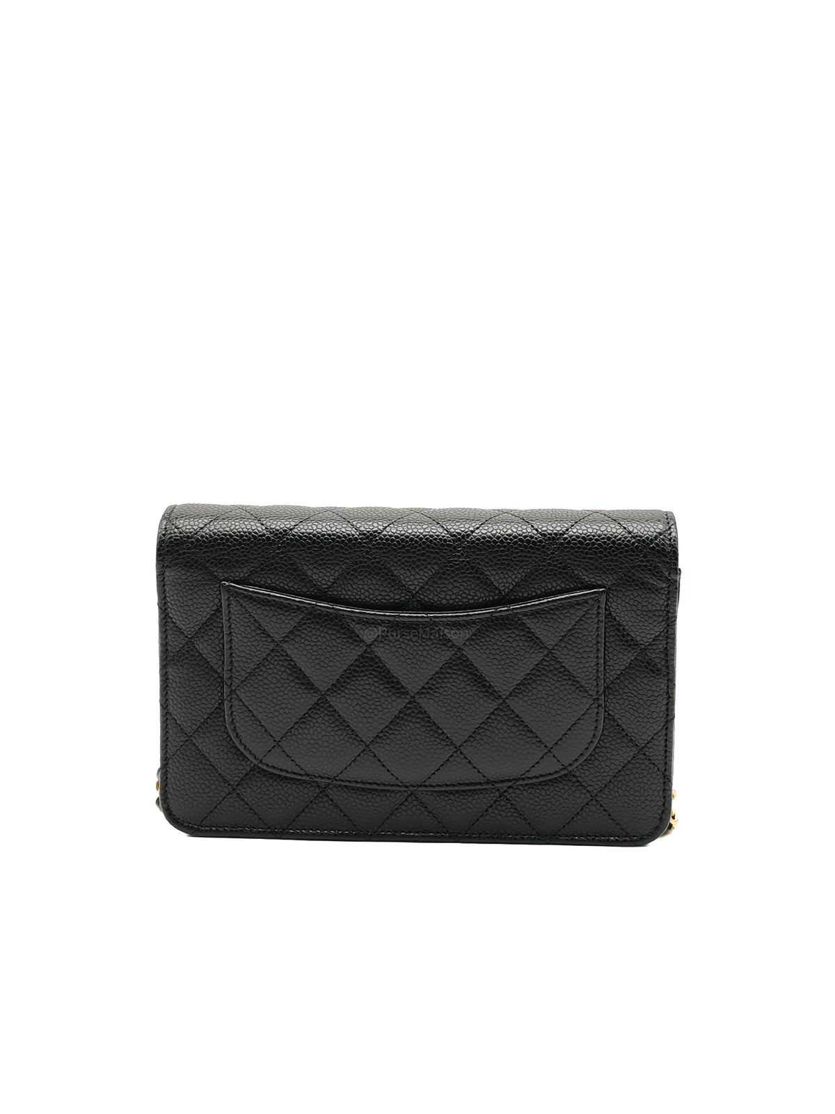 Chanel Wallet on Chain (WOC) in Black Quilted Caviar Leather & Gold Hardware Microchip