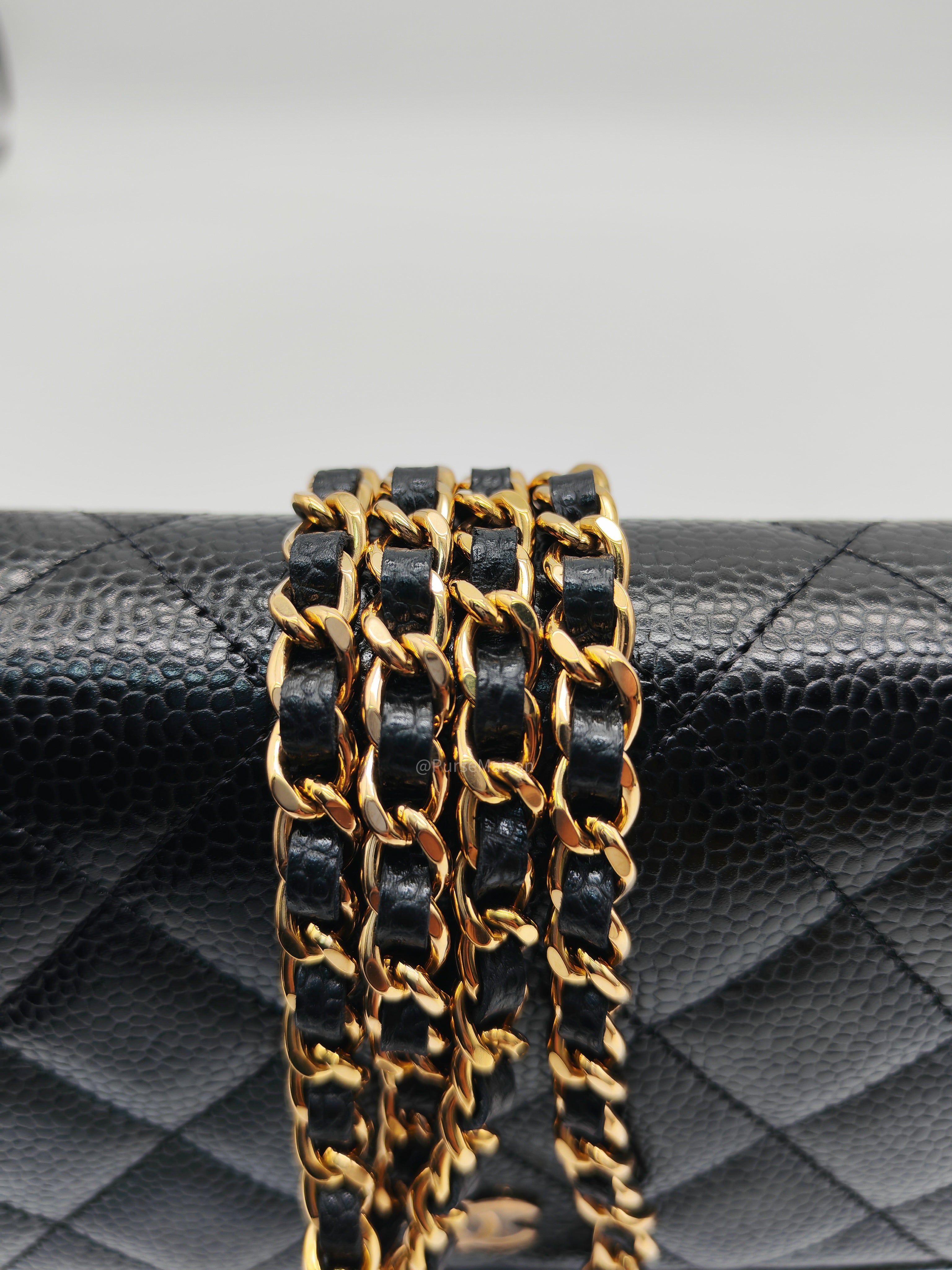Chanel Wallet on Chain (WOC) in Black Caviar Leather Gold Hardware Microchip (NA****N3)