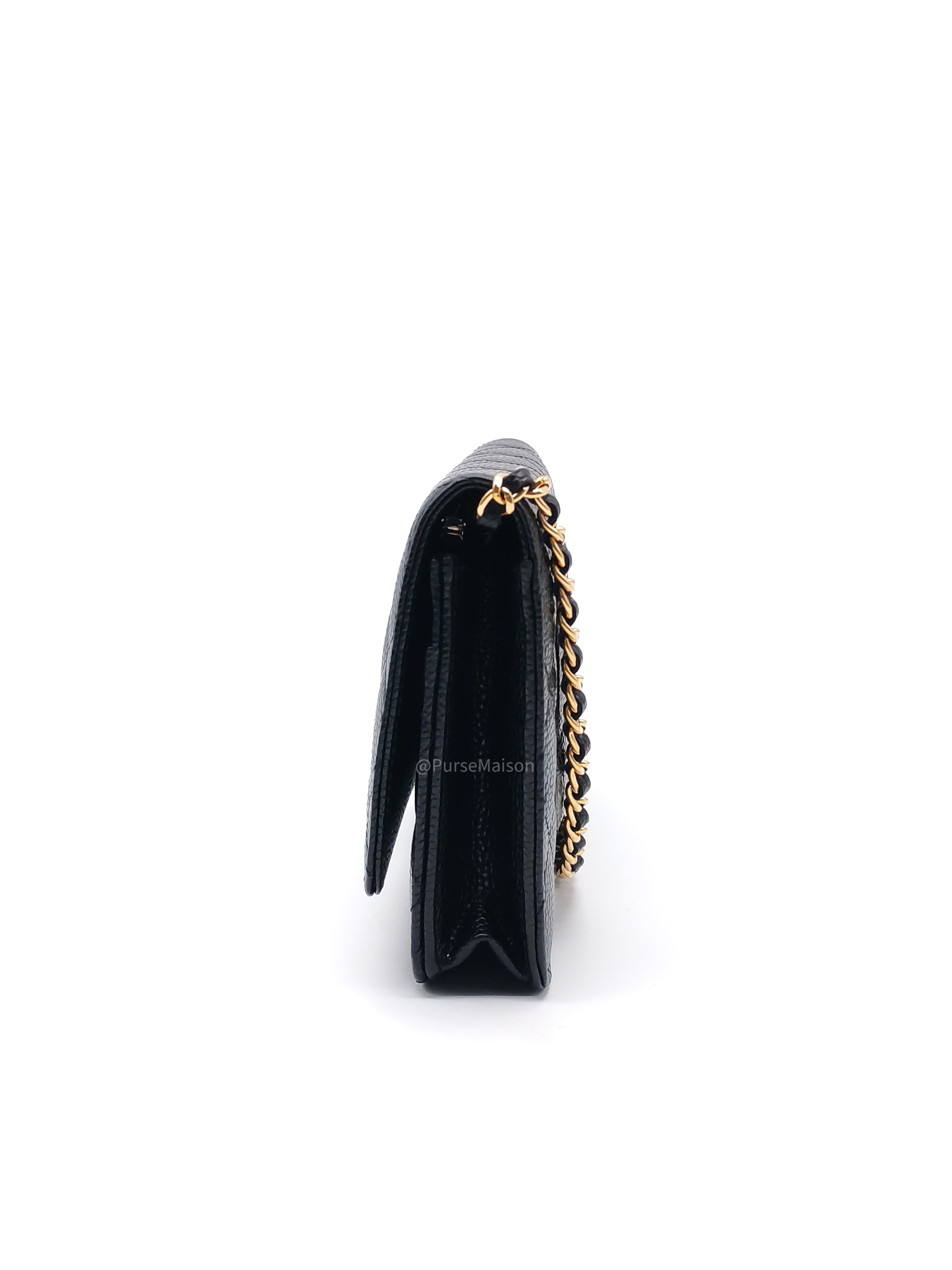 Chanel Wallet on Chain (WOC) in Black Caviar Leather Gold Hardware Microchip (NA****N3)