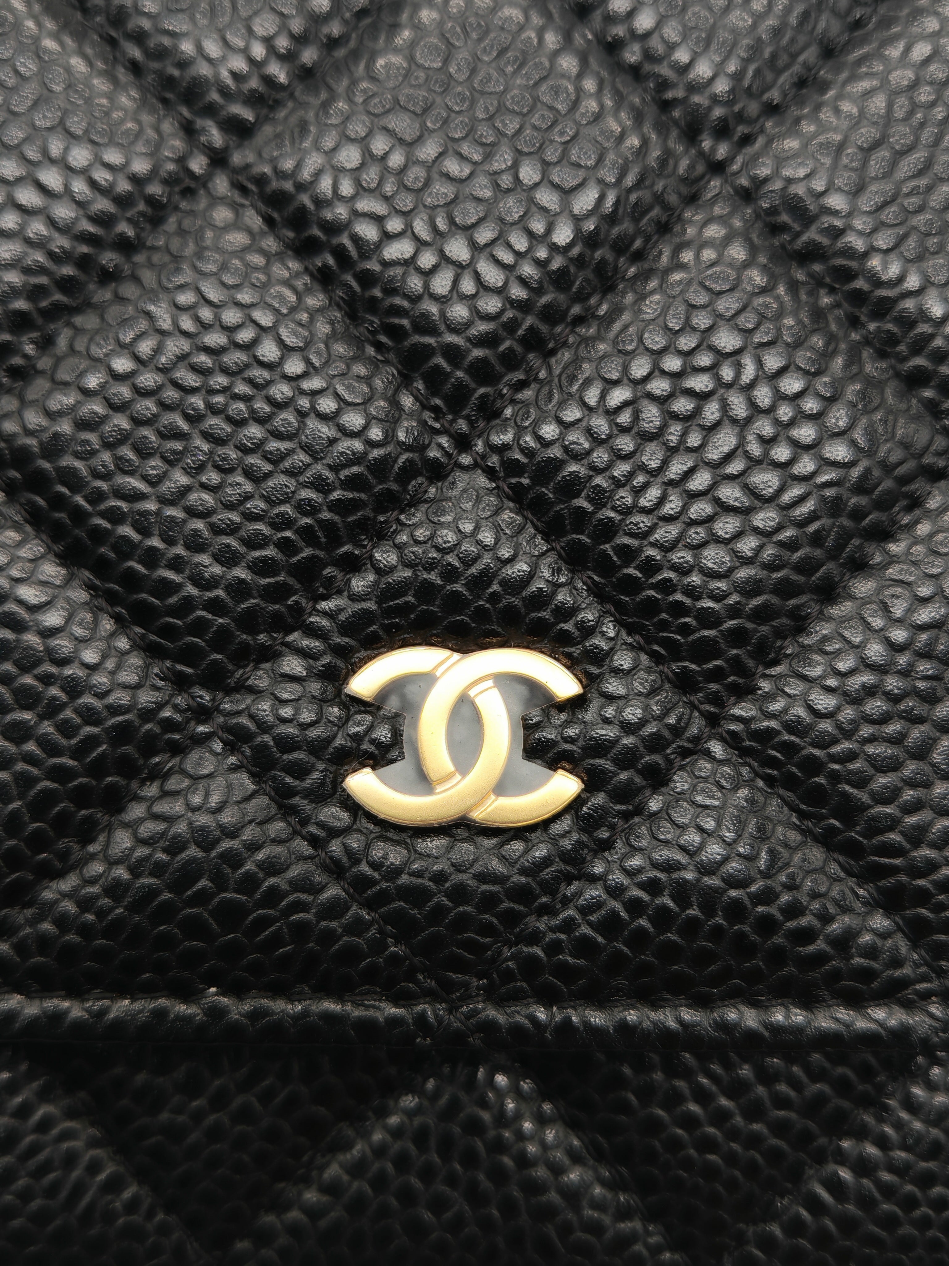 Chanel Classic Wallet on Chain (WOC) in Black Caviar Leather Gold Hardware Microchip (X1***CC)