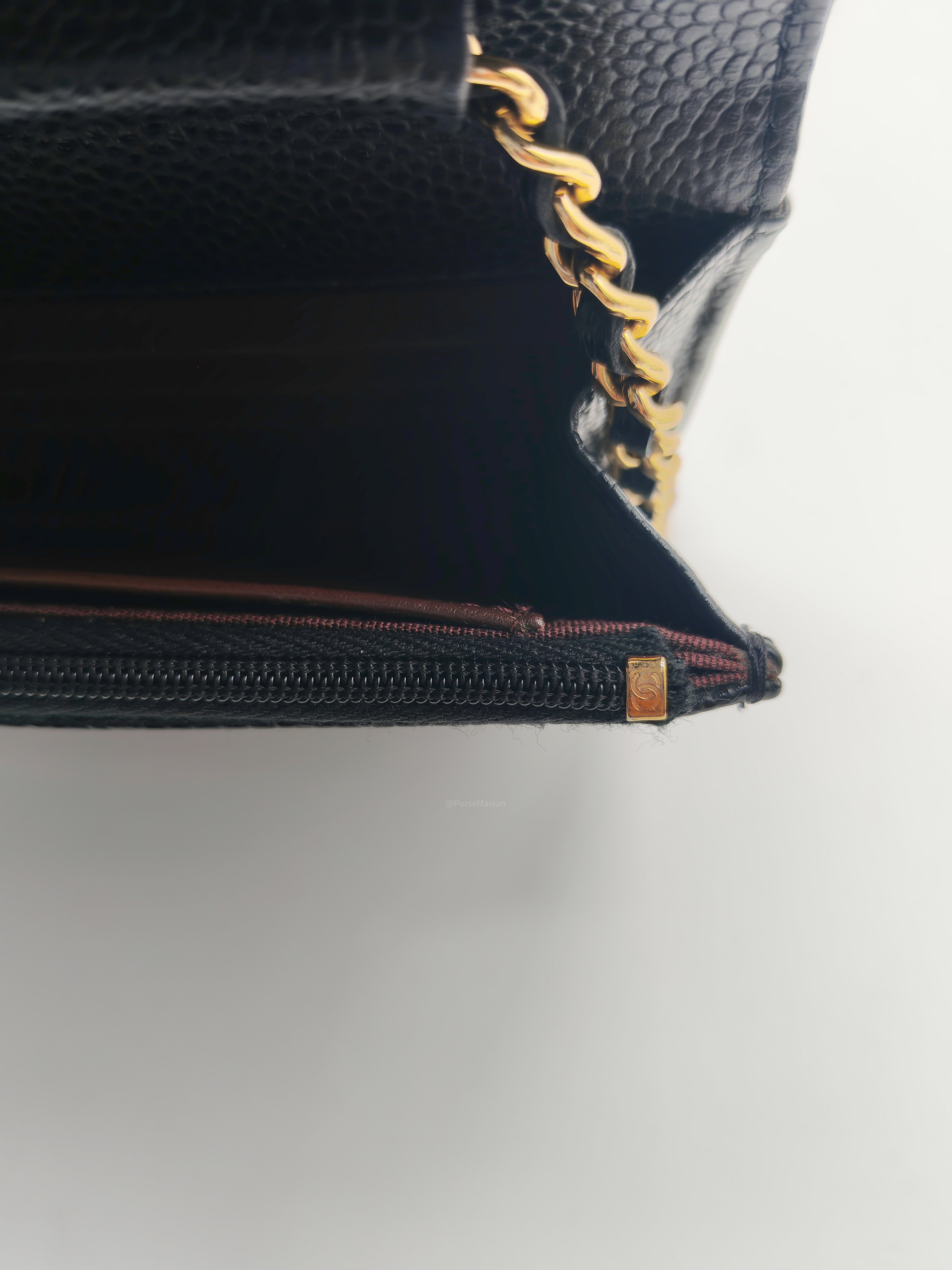 Chanel Classic Wallet on Chain (WOC) in Black Caviar Leather Gold Hardware Microchip (X1***CC)