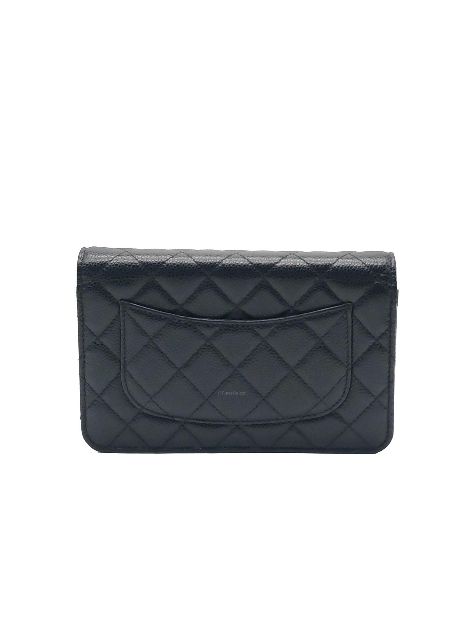 Chanel Classic Wallet on Chain (WOC) in Black Caviar Leather Gold Hardware Microchip (X1***CC)