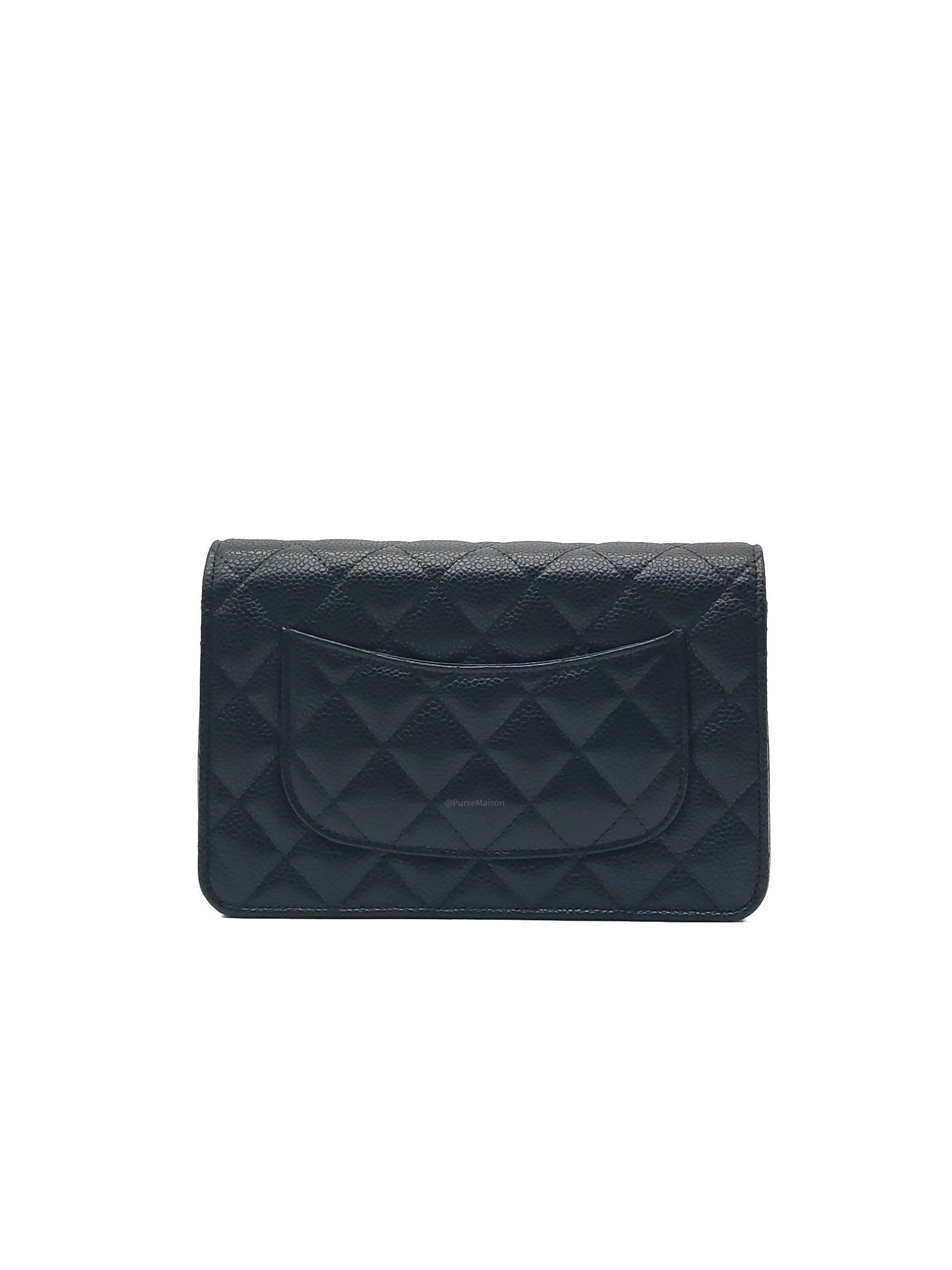 Chanel Classic Wallet on Chain (WOC) in Black Caviar Leather Silver Hardware Microchip (HJ****5J)